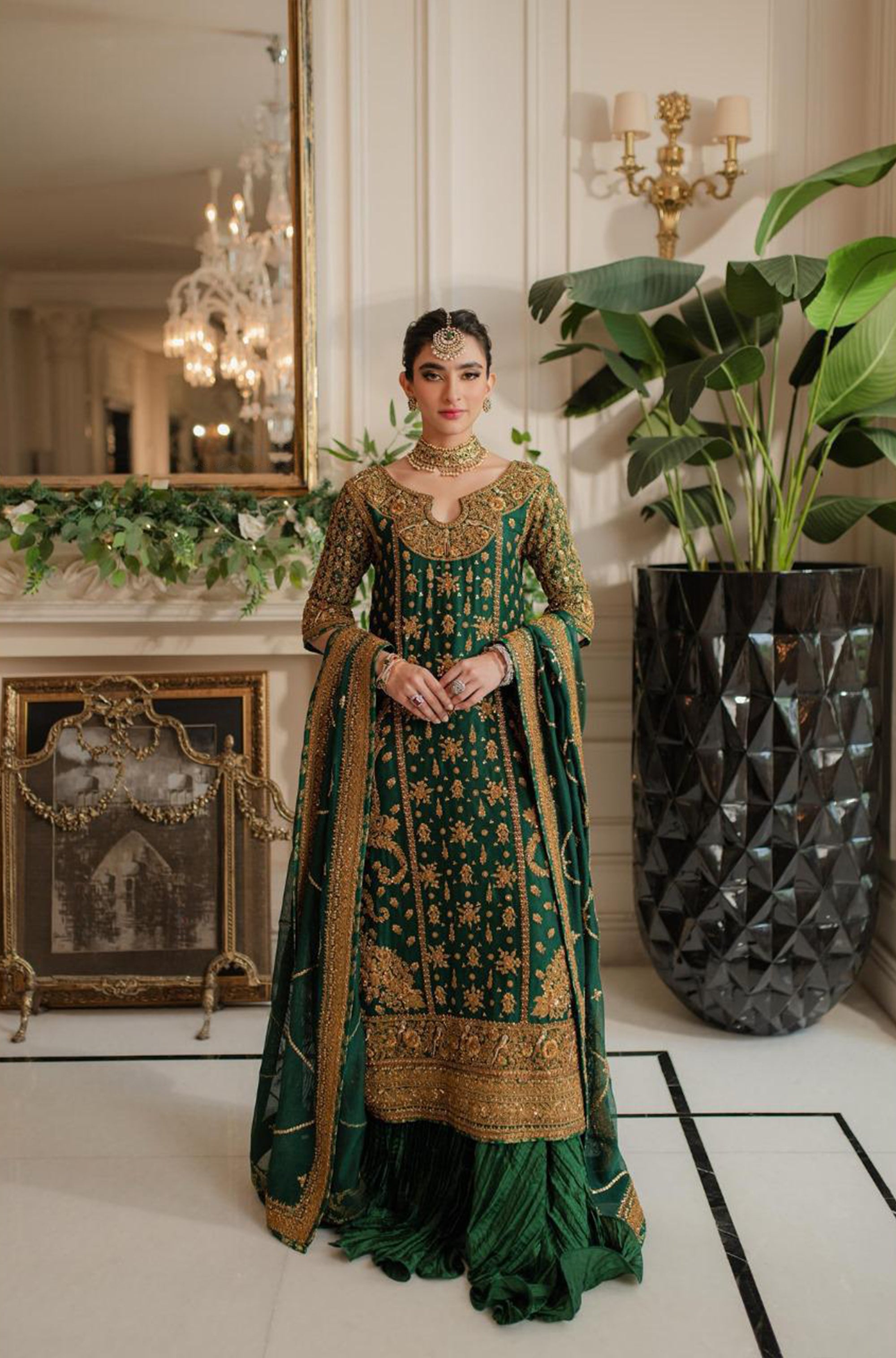 Nadia Ellahi Wedding Edition – Graceful Green Raw Silk Ensemble