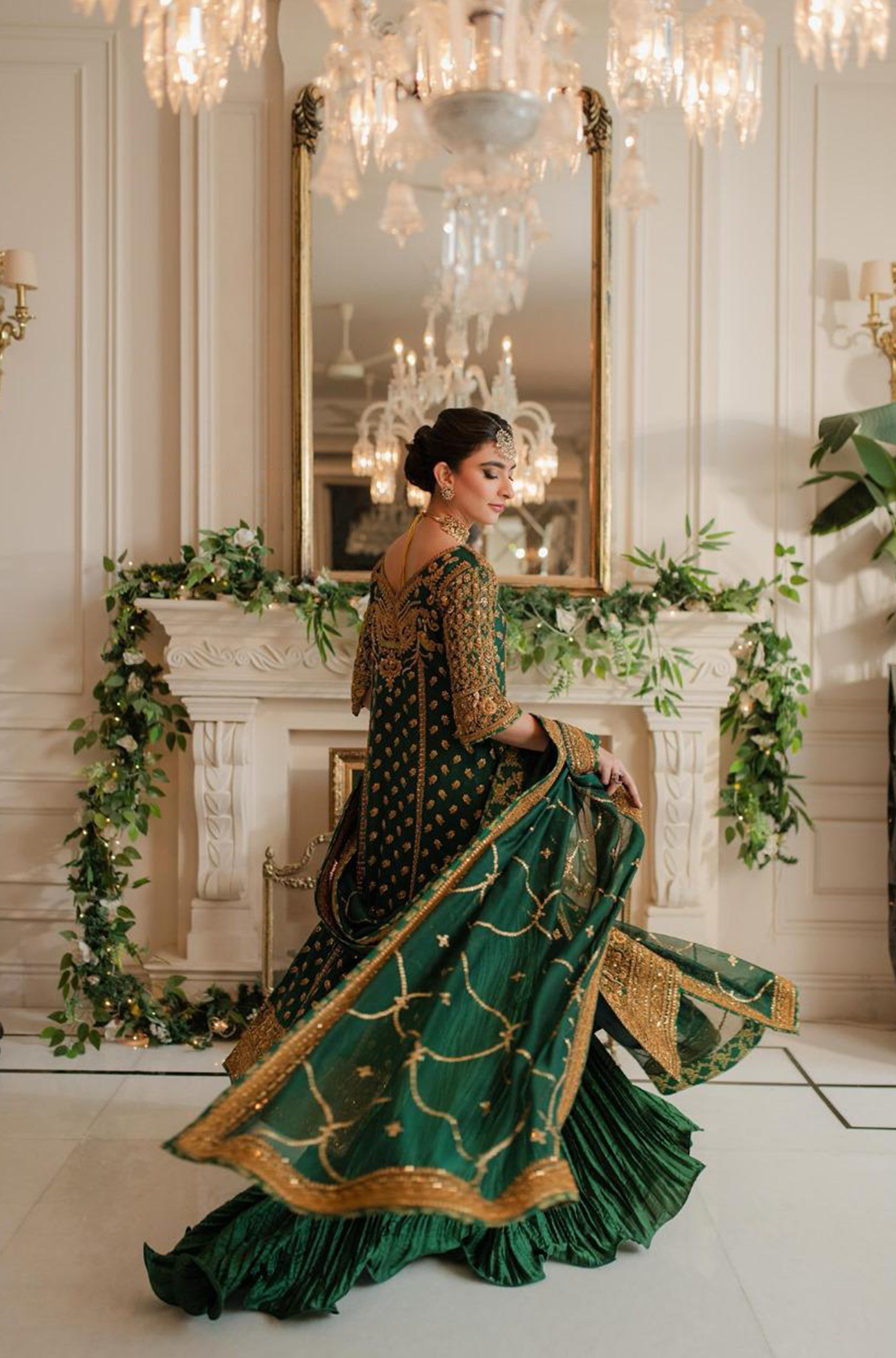 Nadia Ellahi Wedding Edition – Graceful Green Raw Silk Ensemble