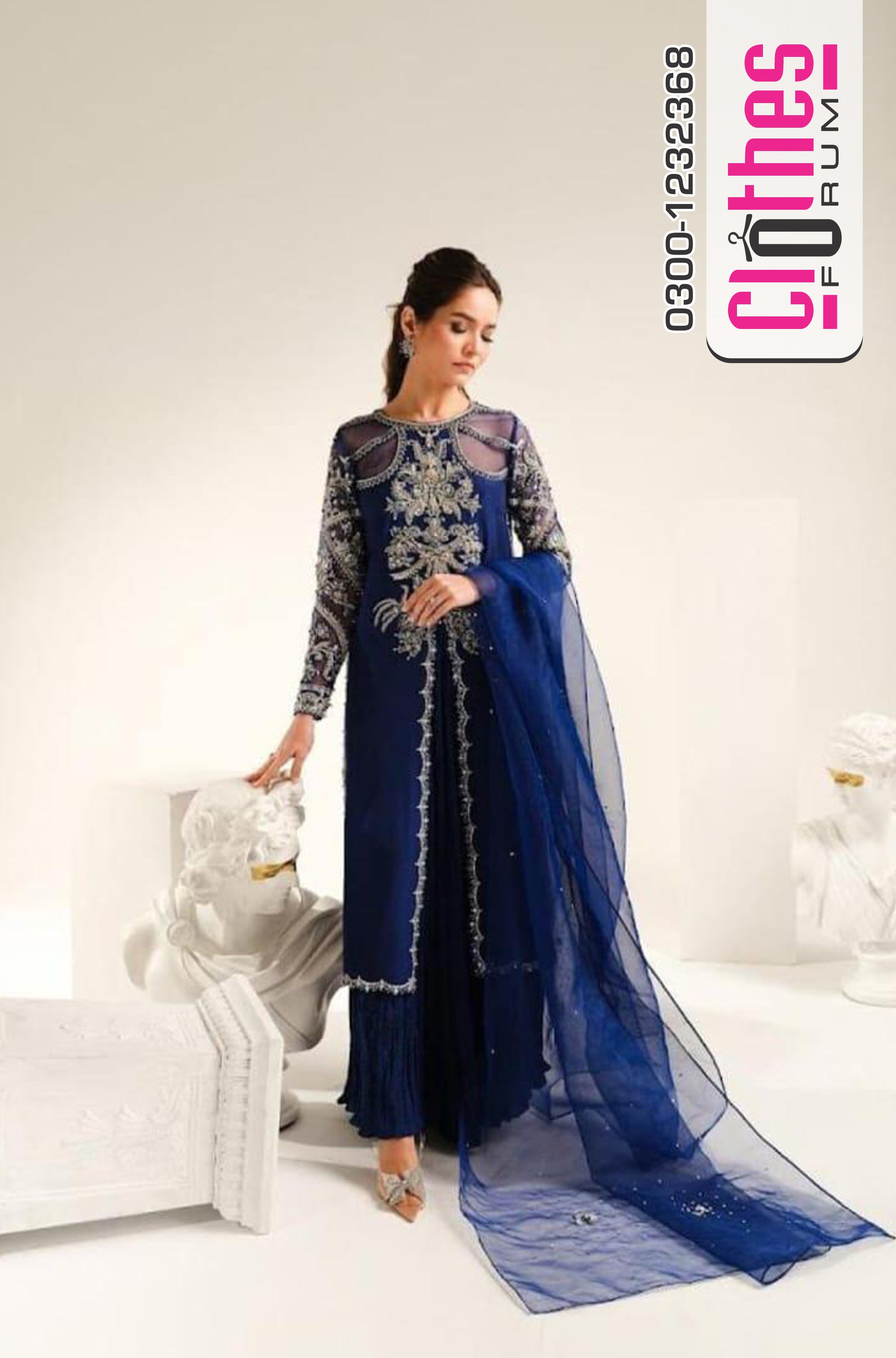 Khakaa Dark Blue Avalon Sharara – Luxury Wedding Edition Elegance