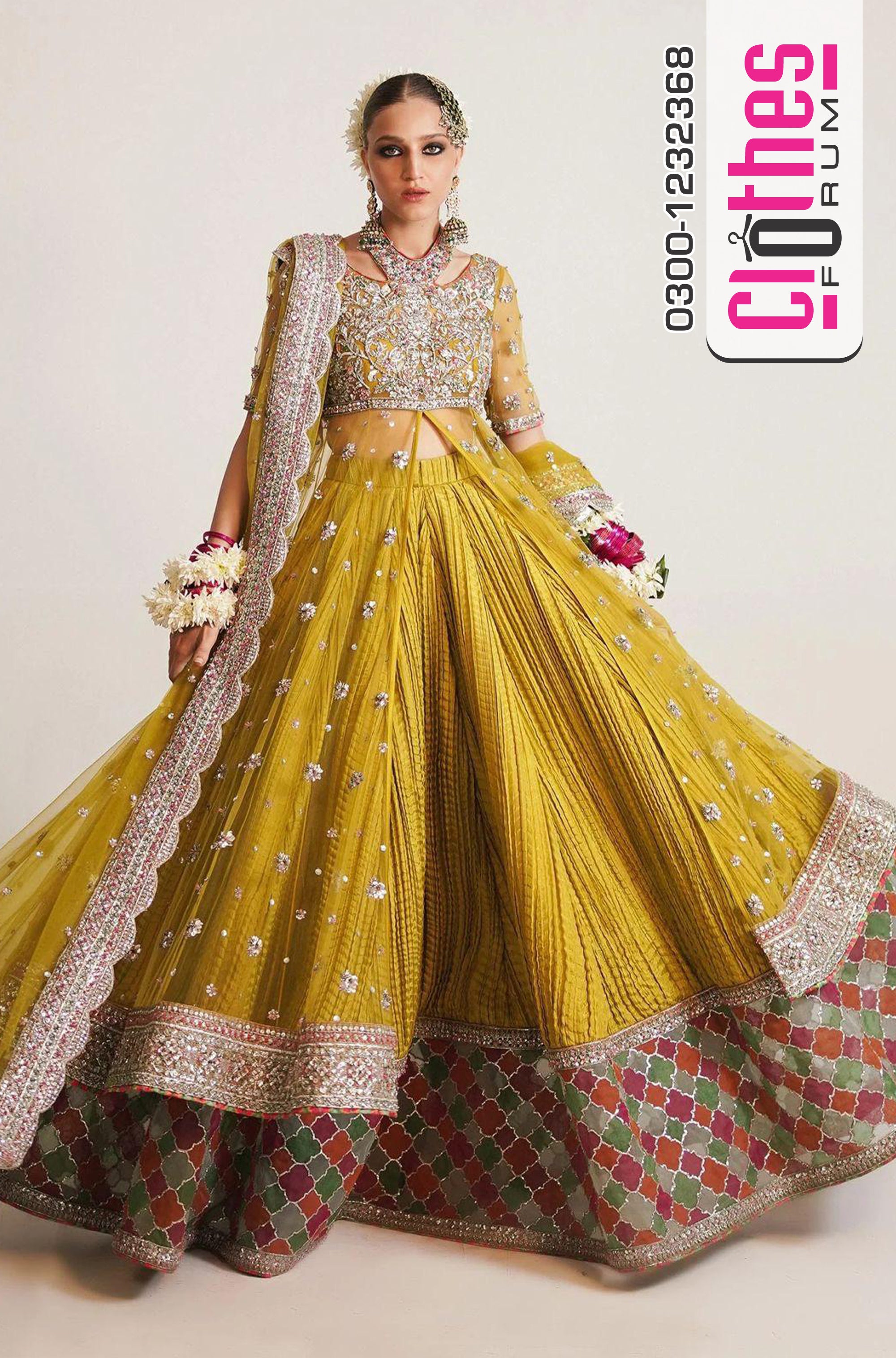 Hussain Rehar Lime Yellow Bridal Pishwas – Luxury Wedding Edition