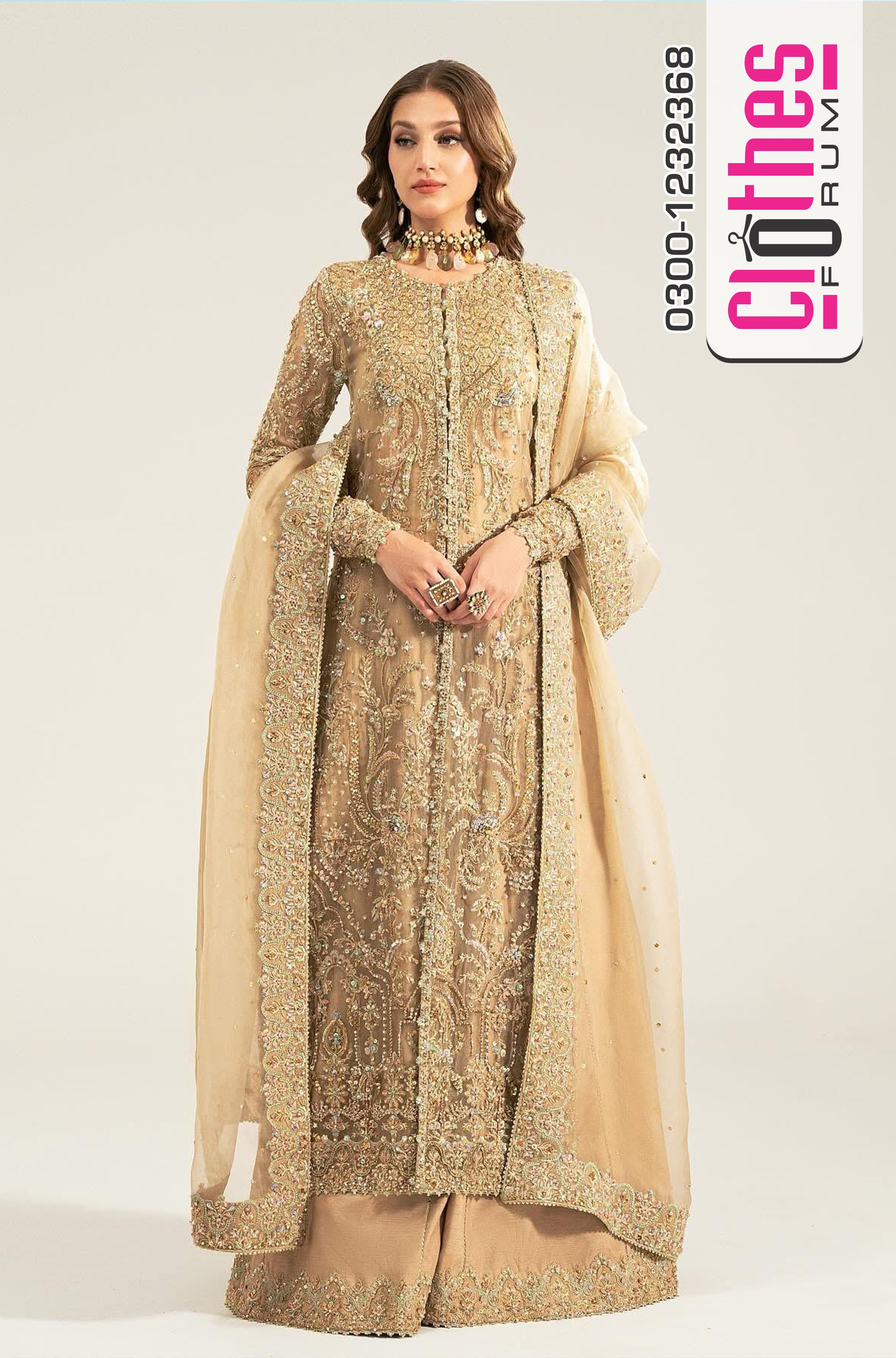 Kanwal Malik – Royal Gold Embroidered Formal Ensemble