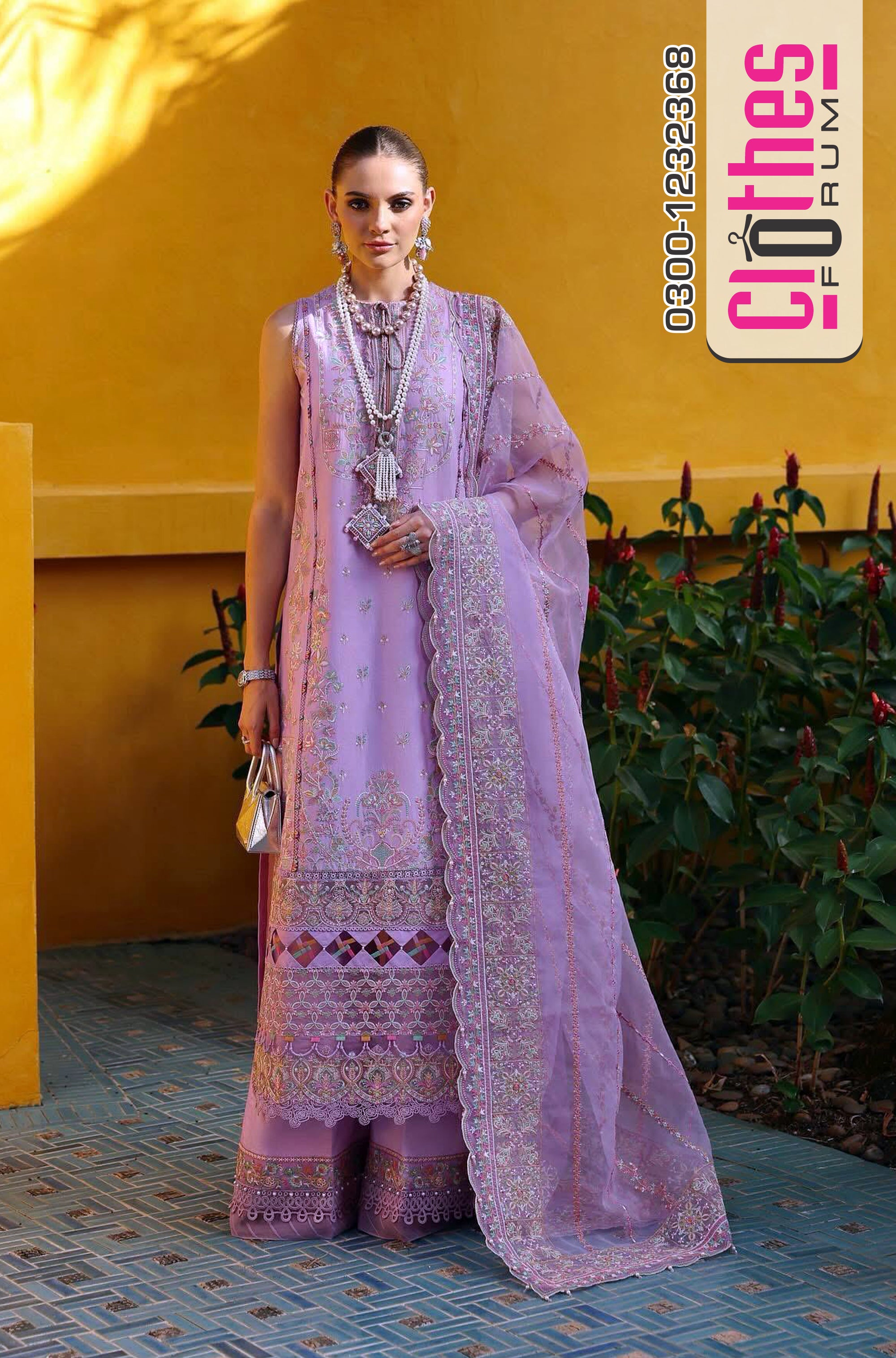 Kanwal Malik Luxury Lawn – Lilac Elegance Embroidered Unstitched Suit