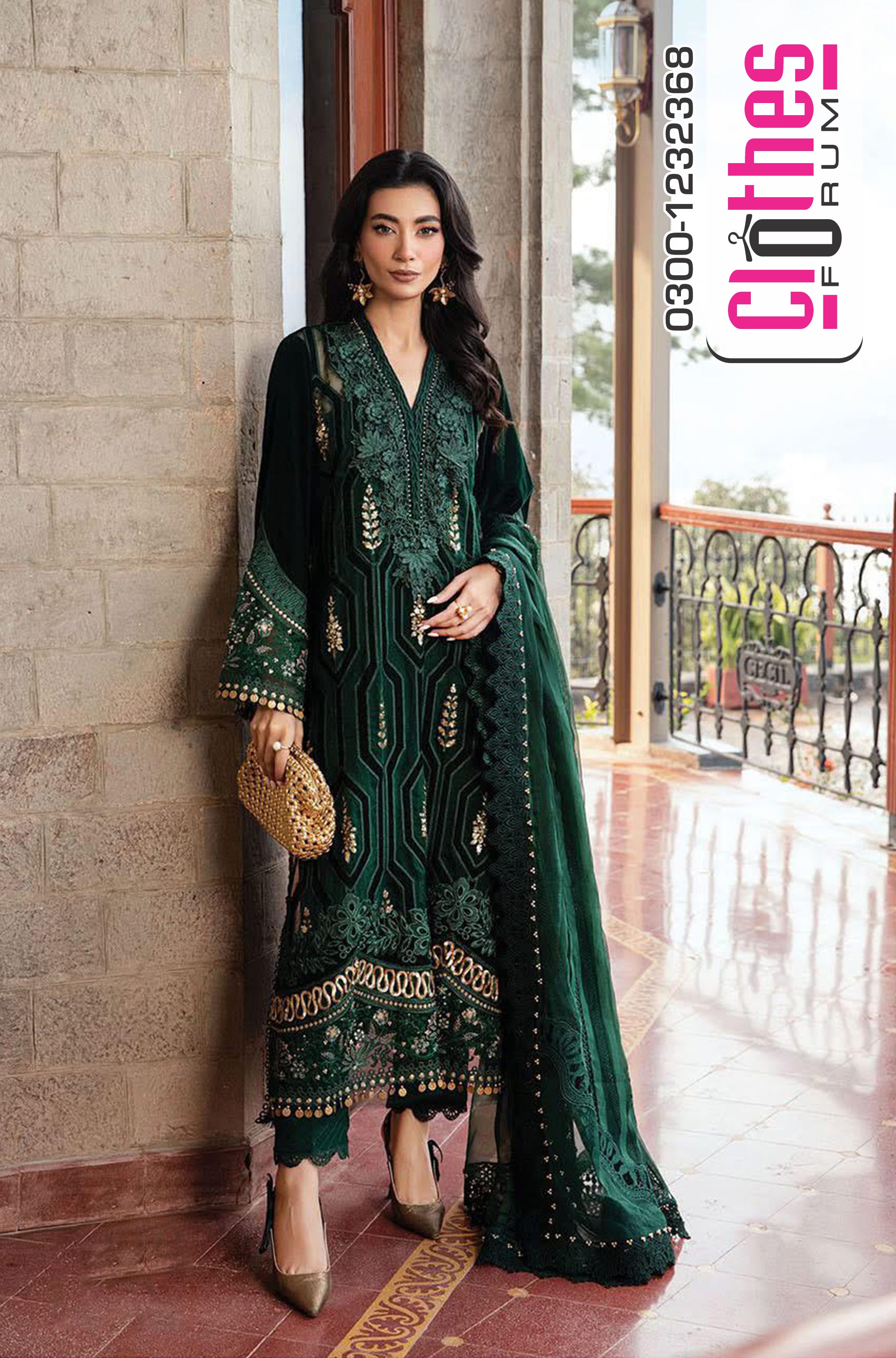 Maria B - Mongiya Green Latest Palachi Collection Masterpiece