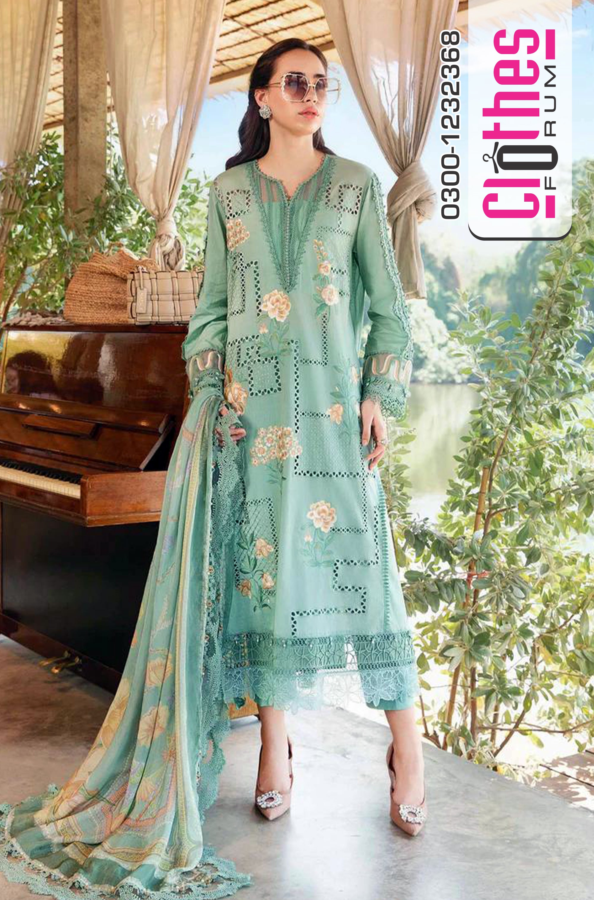 Maria B MPrint – Serene Mint Embroidered Spring Summer Lawn Suit