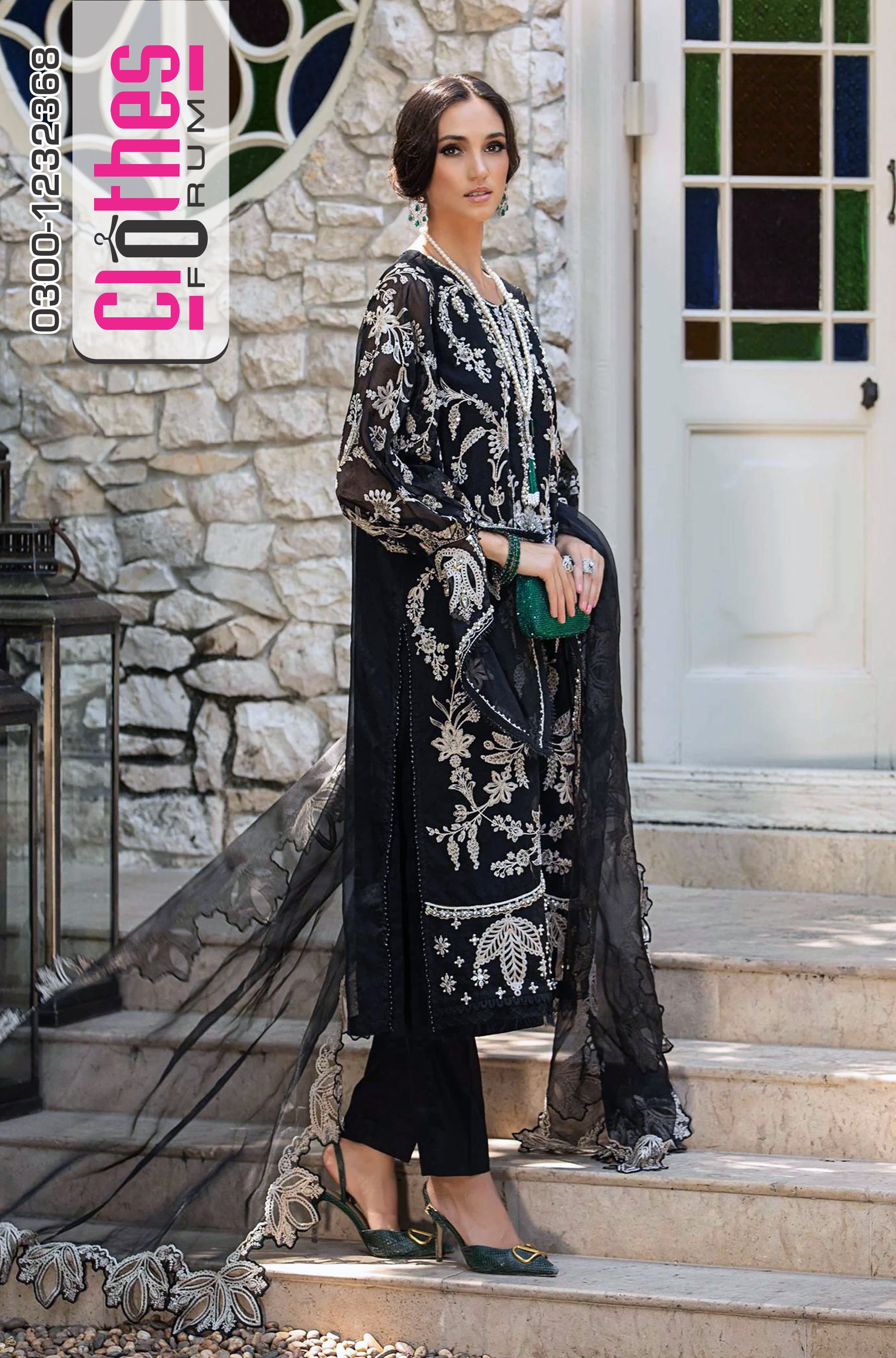 Maria B Wedding Edition – Elegant Black Embroidered Formal Ensemble