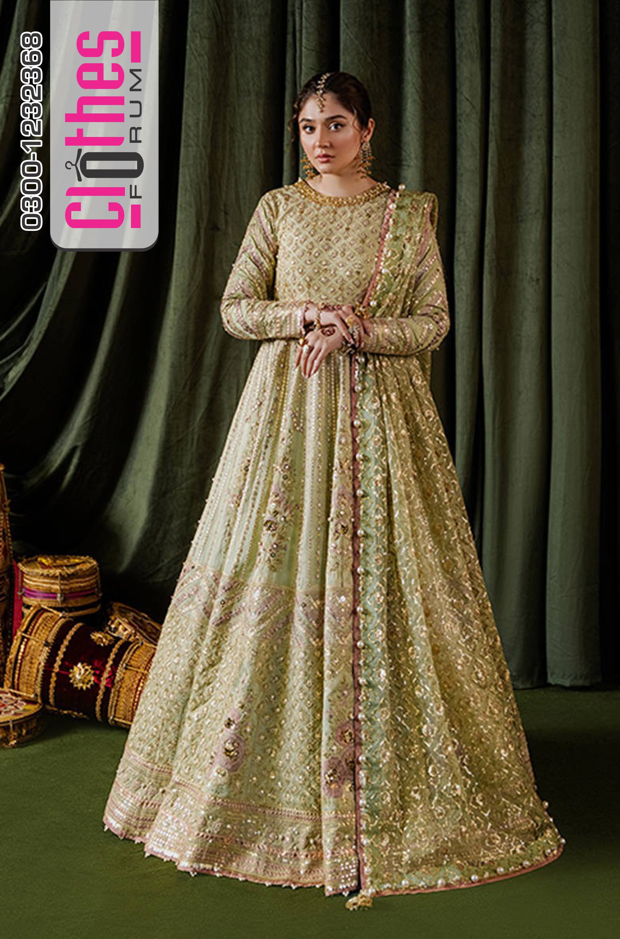 Mohsin Naveed Ranjha Pistachio Green Luxury Silk Ensemble – A Timeless Festive Statement