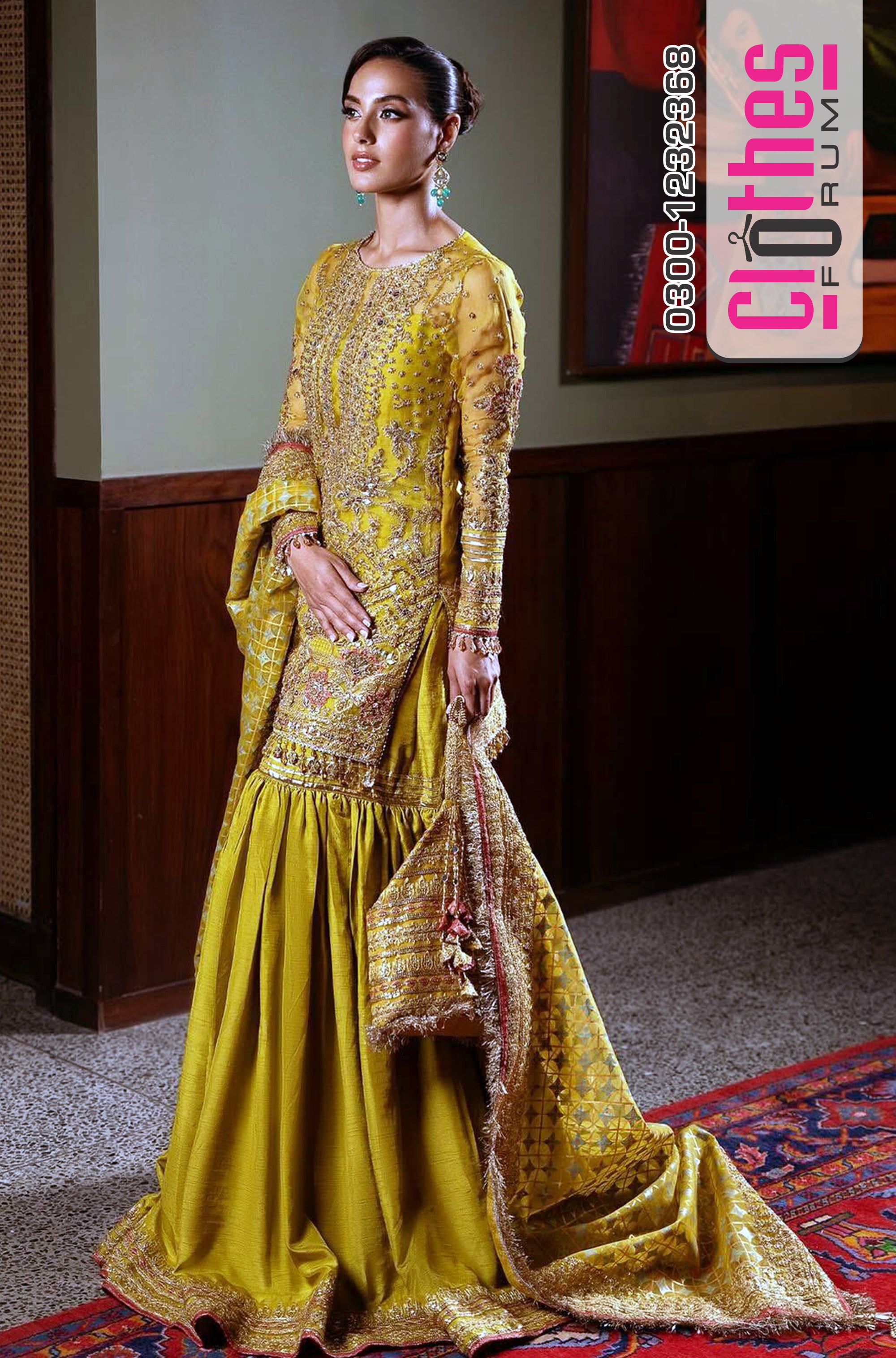 Saira Rizwan Most Awaited Formal Collection – Majestic Mustard Festive Attire