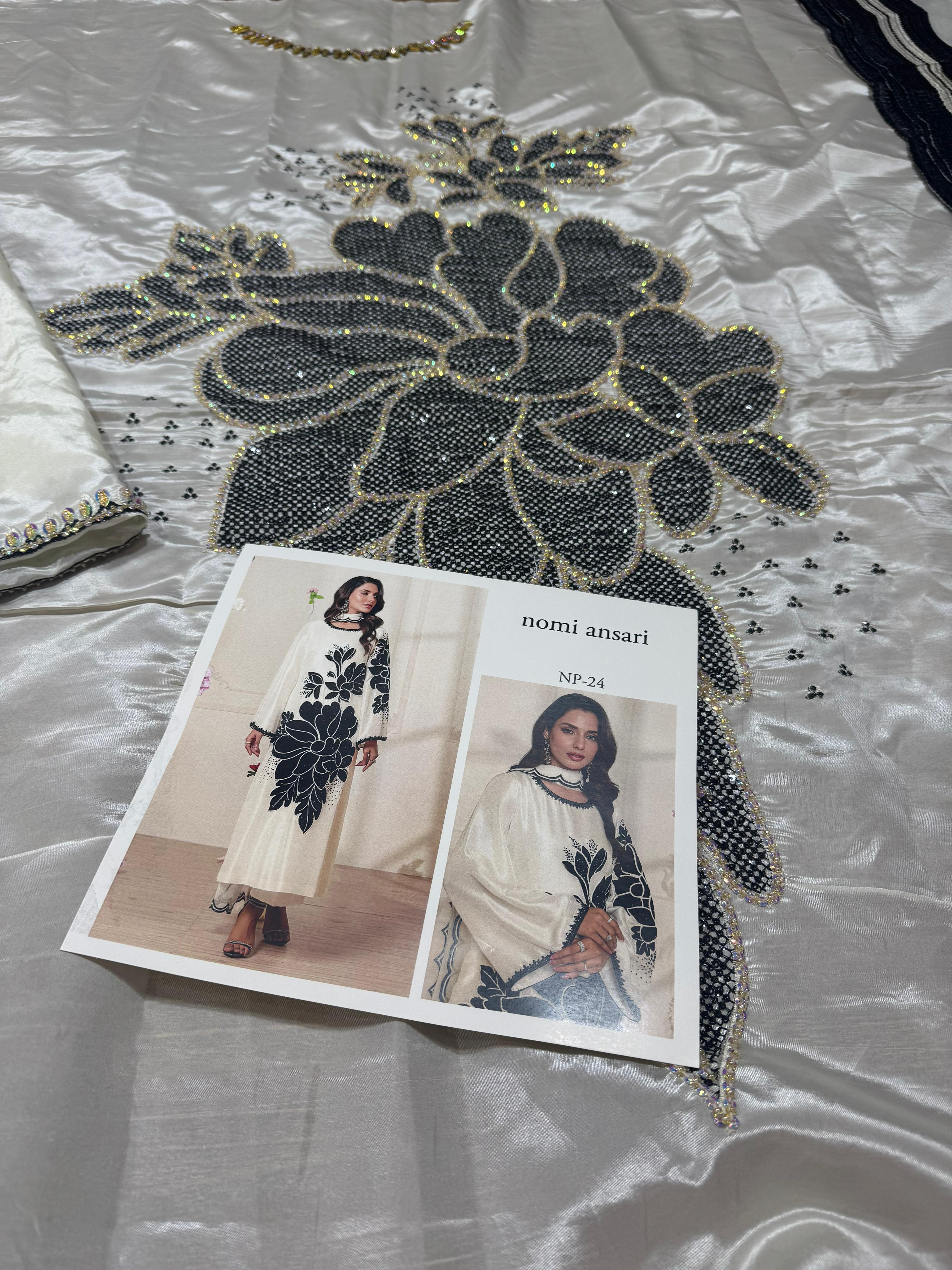 Nomi Ansari's Luxe Monochrome Masterpiece – Effortless Elegance in Chiffon