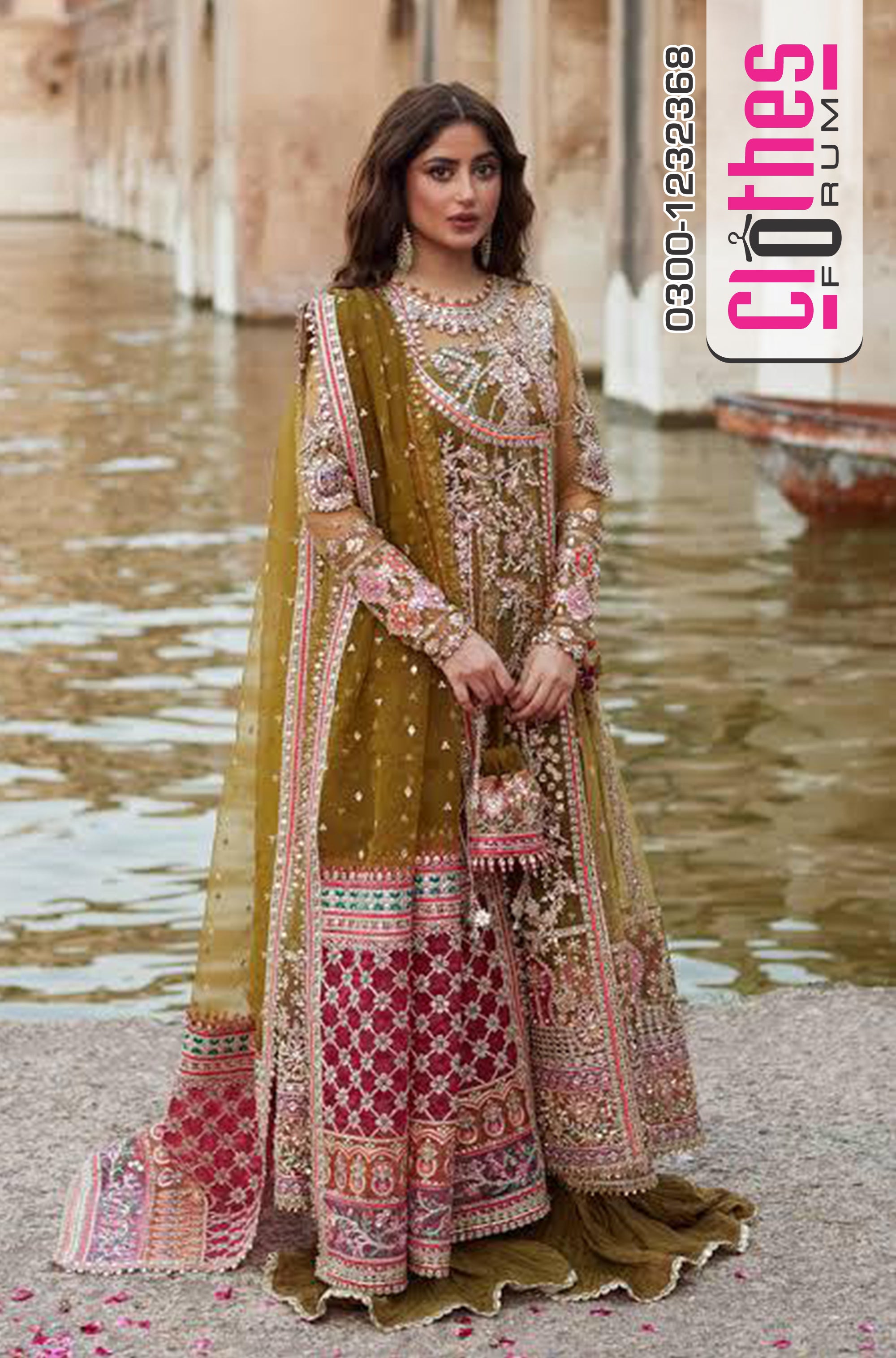 Qalamkar Luxe Festive Ensemble – Chiffon Elegance with 5-Yard Sharara