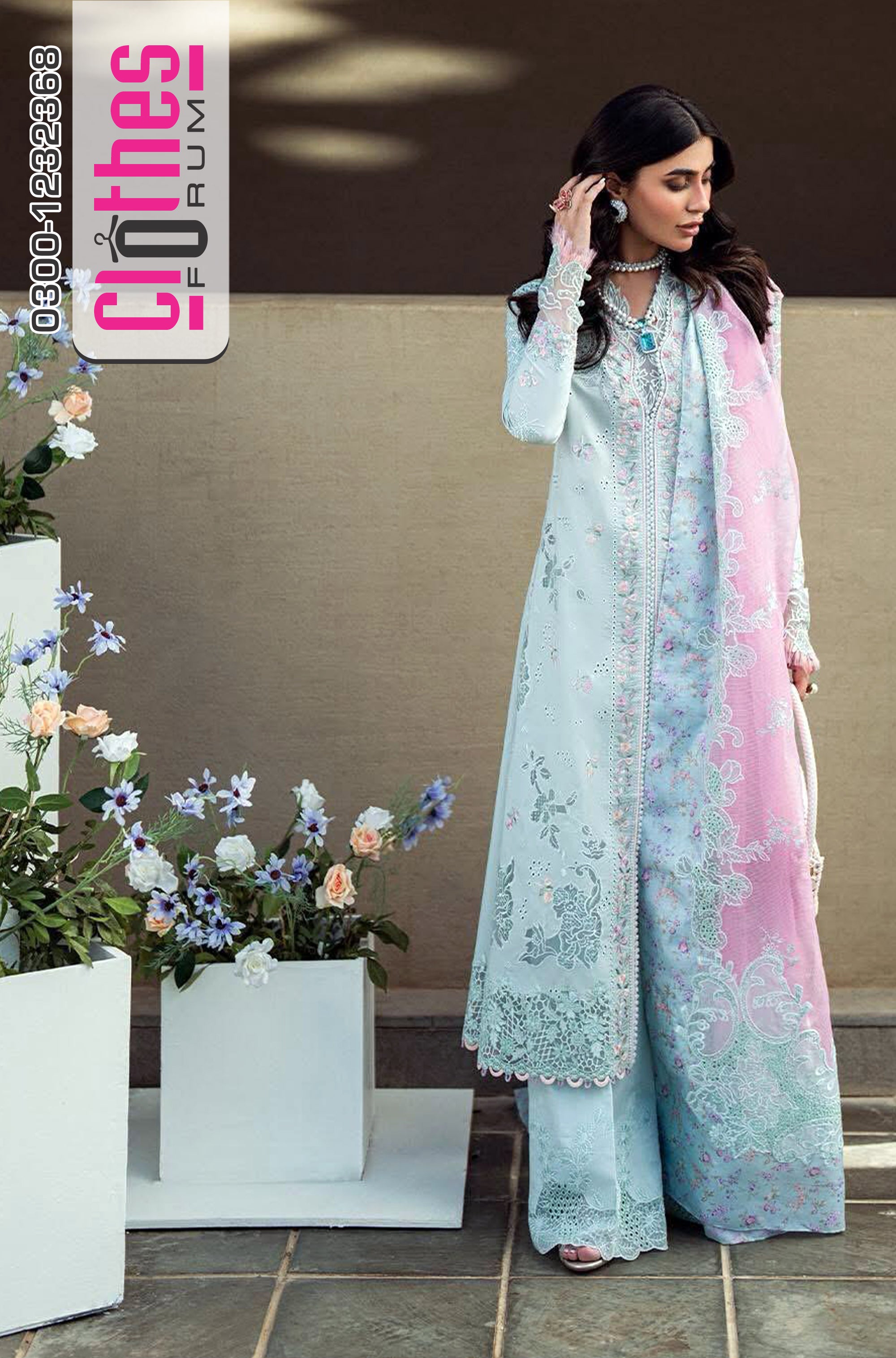 Qalamkar Luxury Lawn 2025 – Chikankari Elegance for Eid