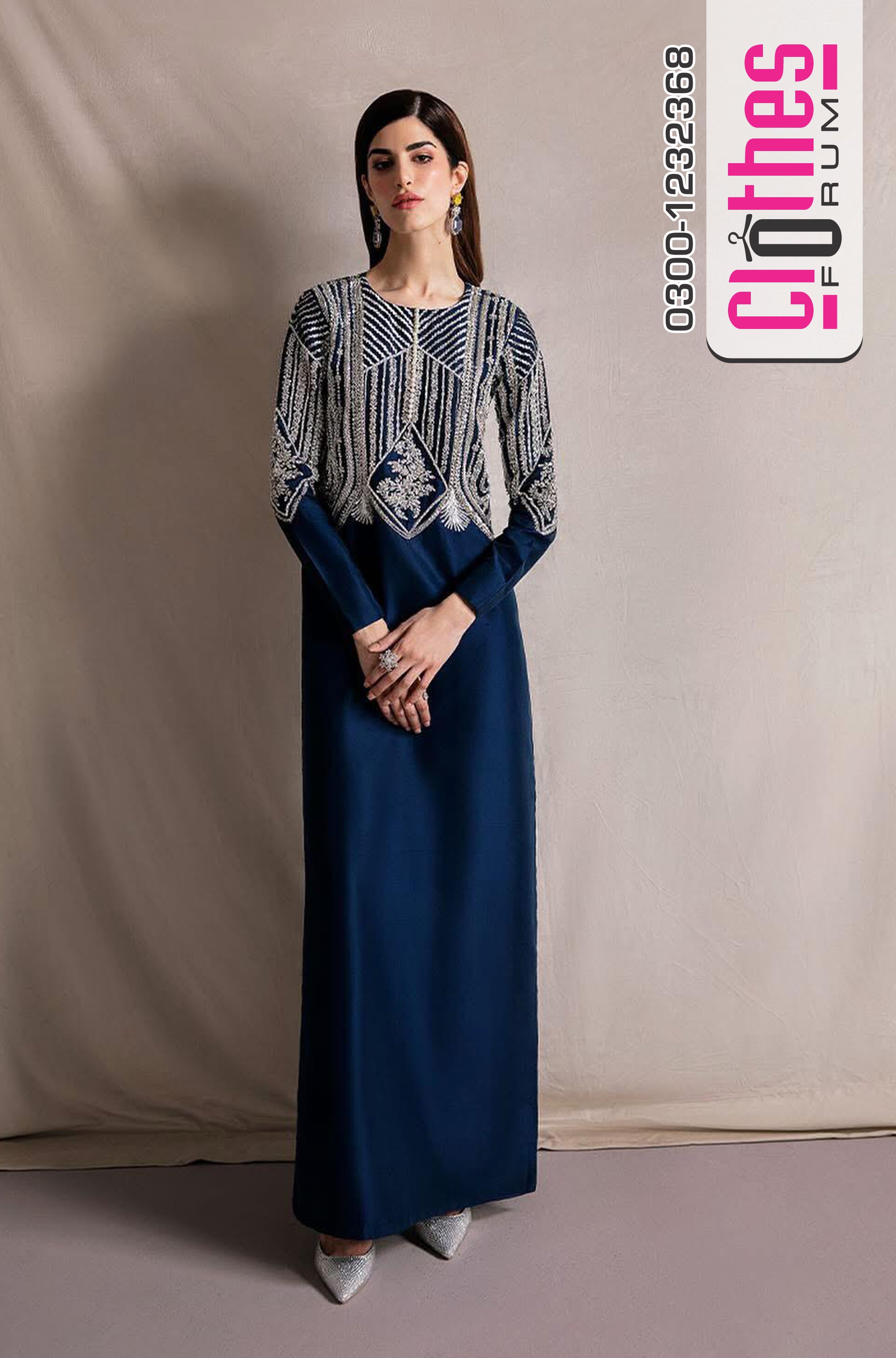 Enchanting Navy Blue Long Dress – Raja Sallahudin Wedding Collection