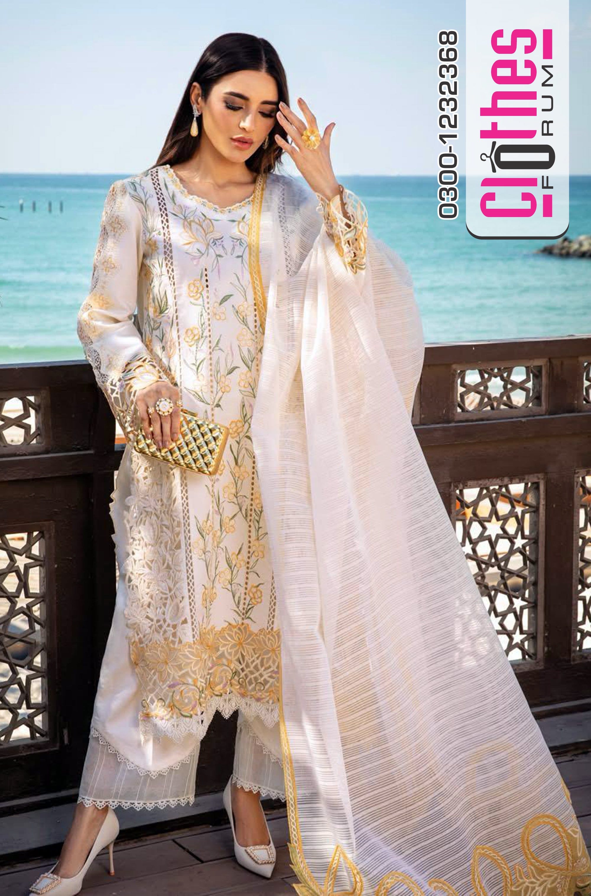 Rang Rasiya Luxury Premium Lawn – Ivory Gold Festive Elegance