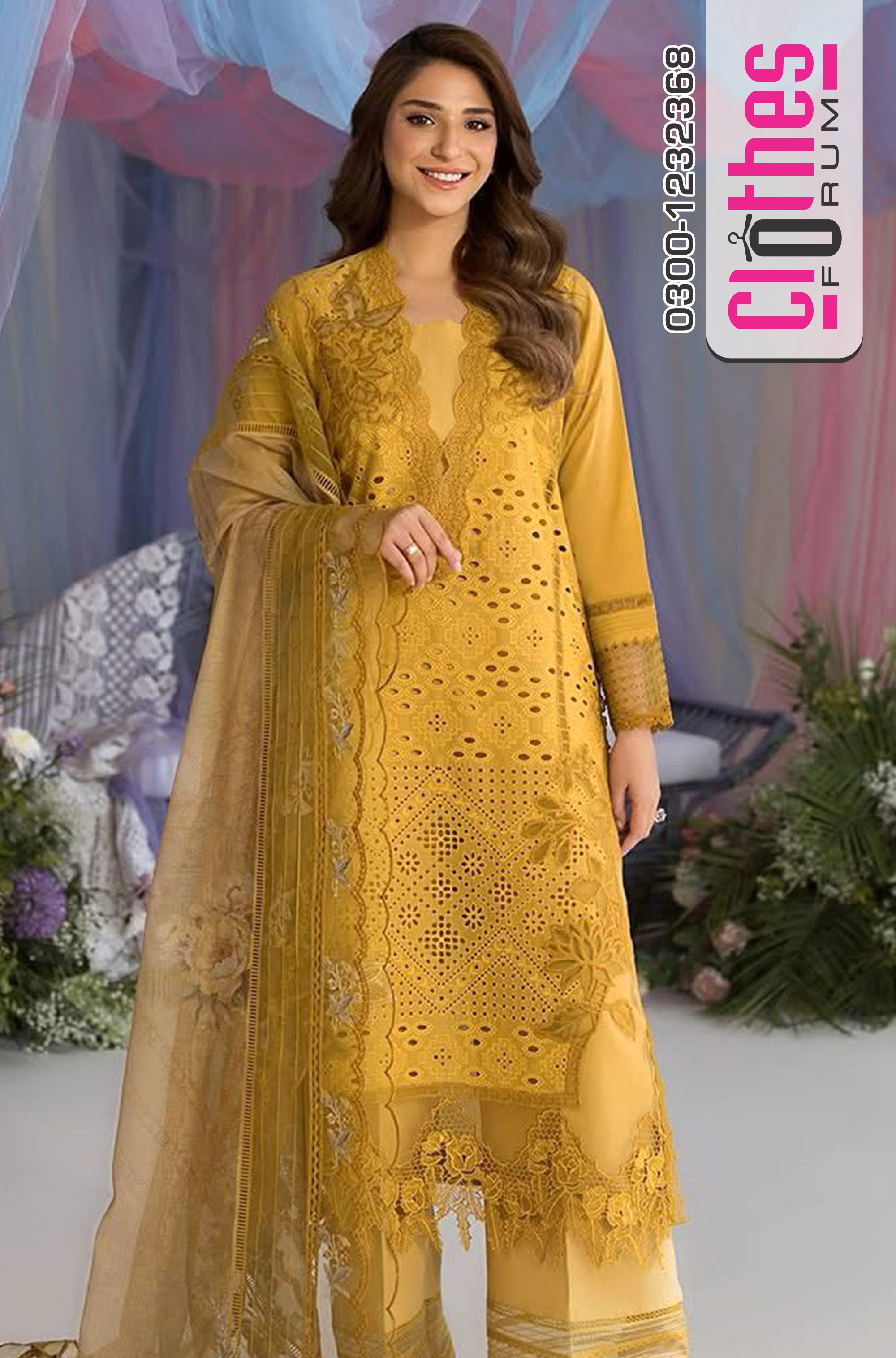 Sobia Nazir Luxury Lawn – Golden Radiance Unstitched Party Wear