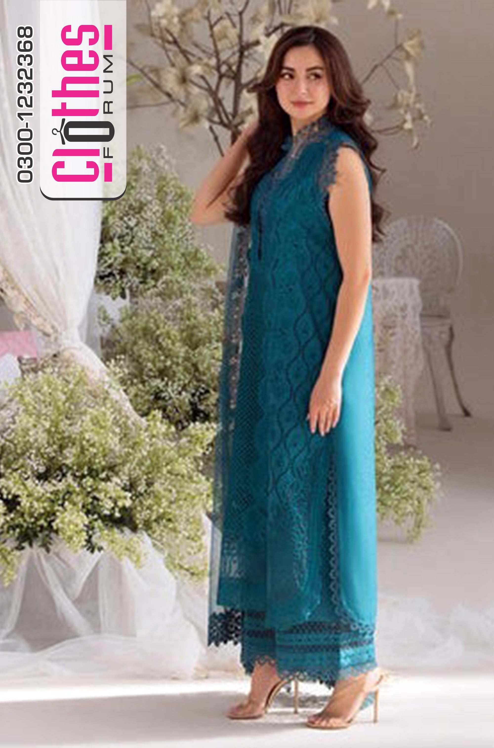 Sobia Nazir Luxury Lawn – Teal Elegance Unstitched Ensemble