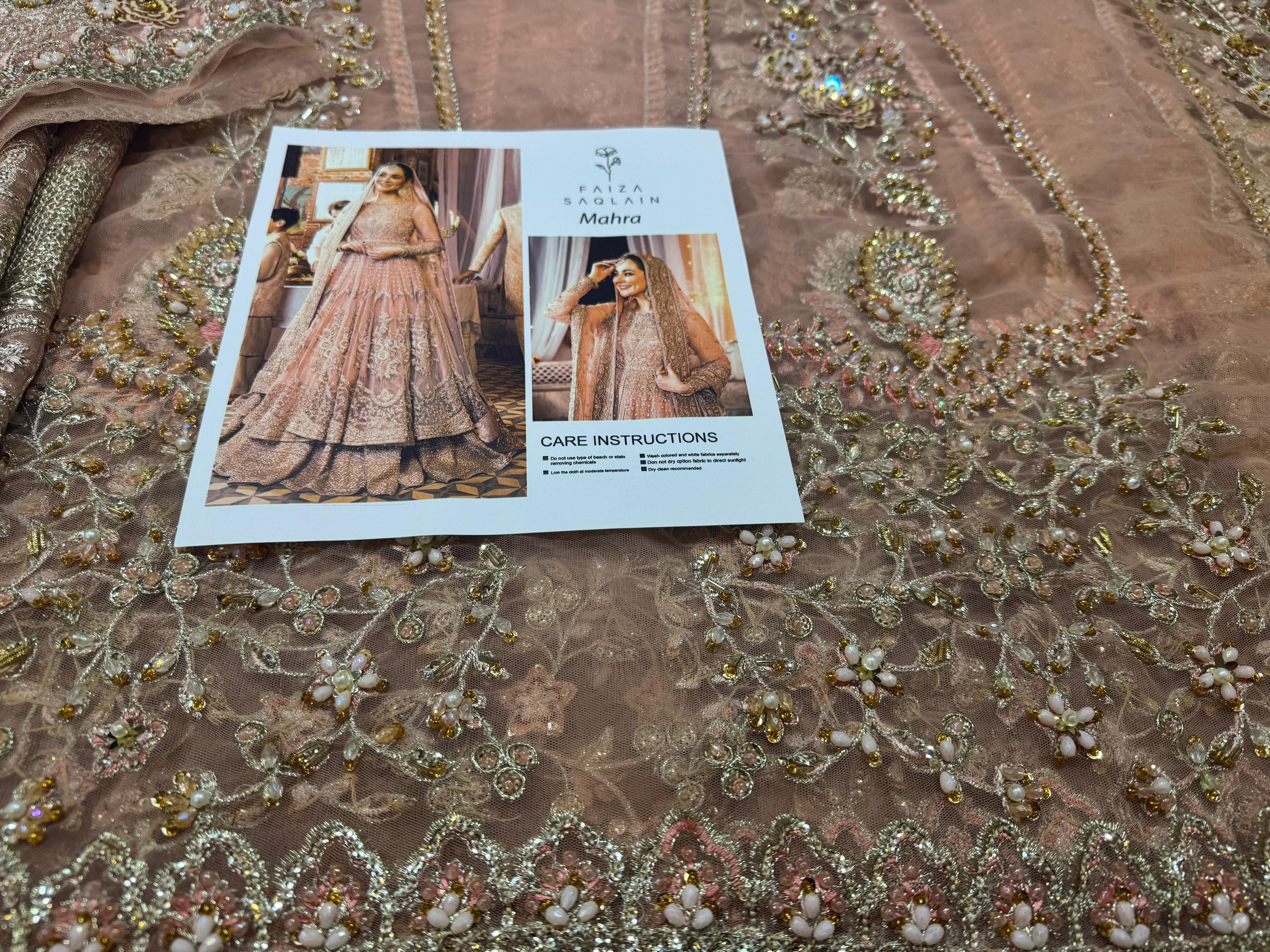 Faiza Saqlain Peach Pink Bridal Lehenga Maxi – A Timeless Wedding Elegance