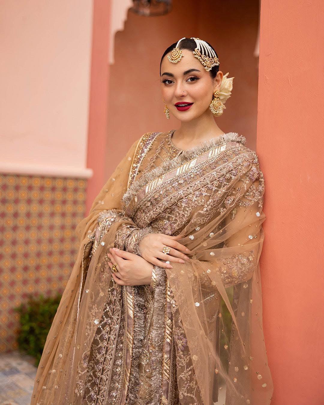 Radiant Gold Gharara Set by Faiza Saqlain – A Wedding Masterpiece