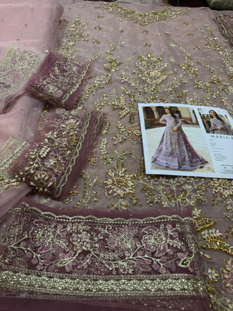 Maria B Lilac & Pink Bridal Kameez Lehenga – A Wedding Masterpiece