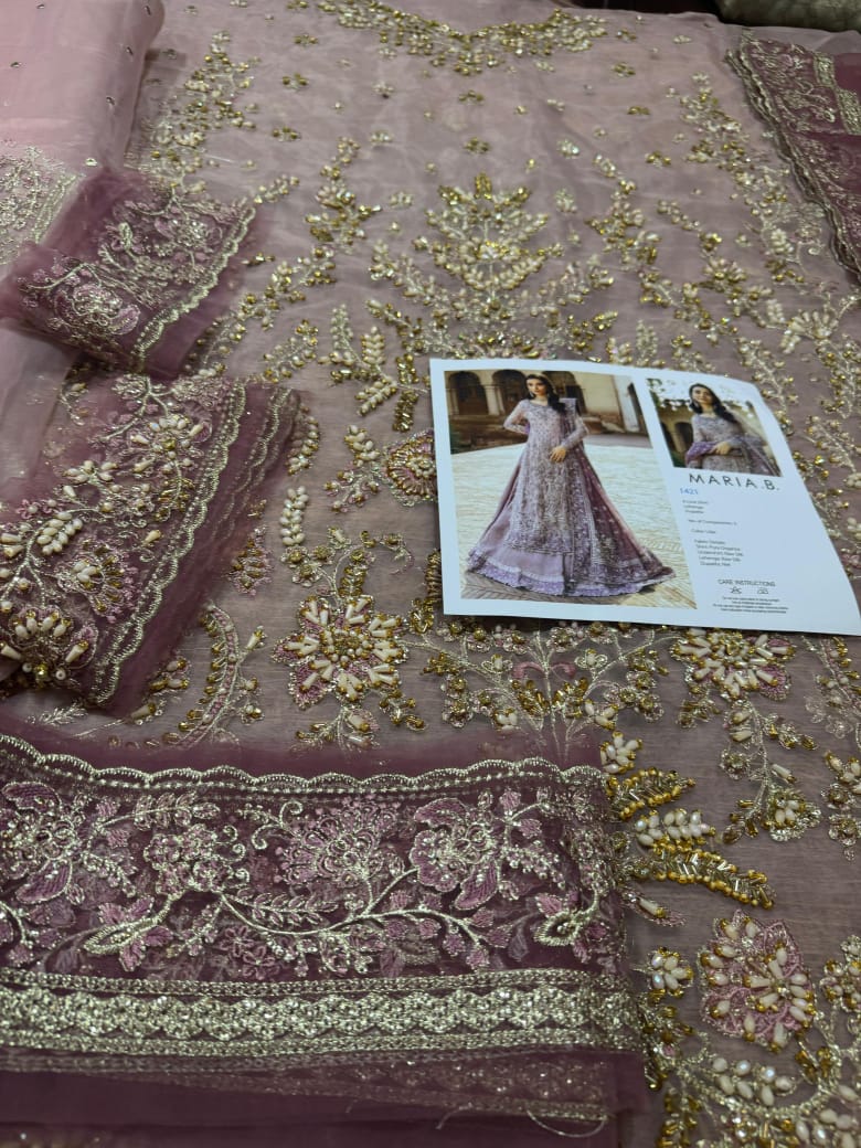 Maria B Lilac & Pink Bridal Kameez Lehenga – A Wedding Masterpiece