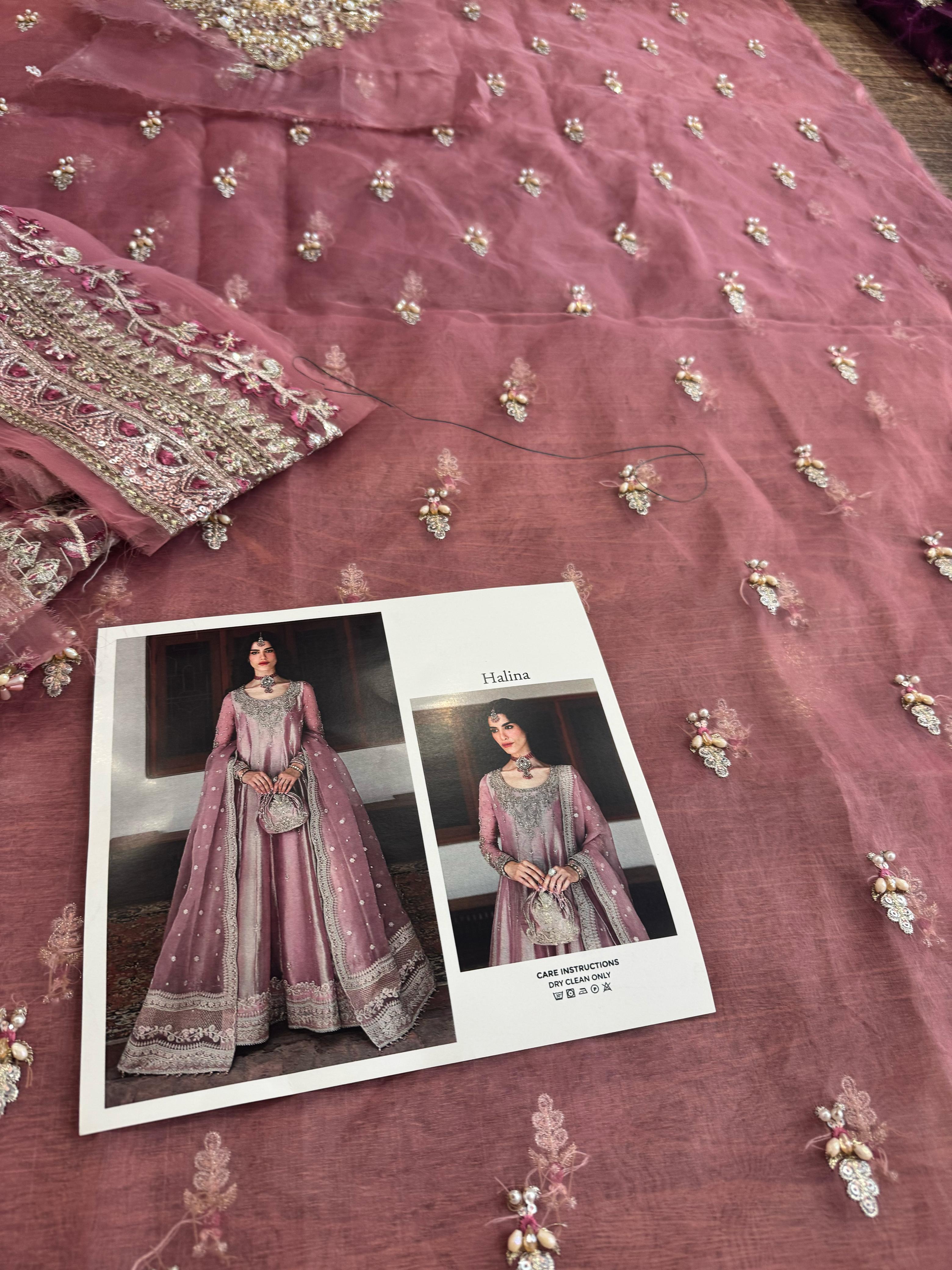 Faiza Saqlain Luxury Wedding Formal – Tea Pink Flairy Chiffon Maxi