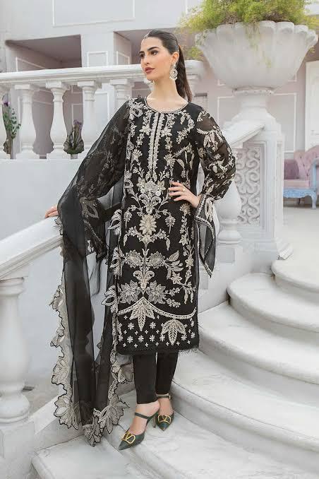 Maria B Wedding Edition – Elegant Black Embroidered Formal Ensemble