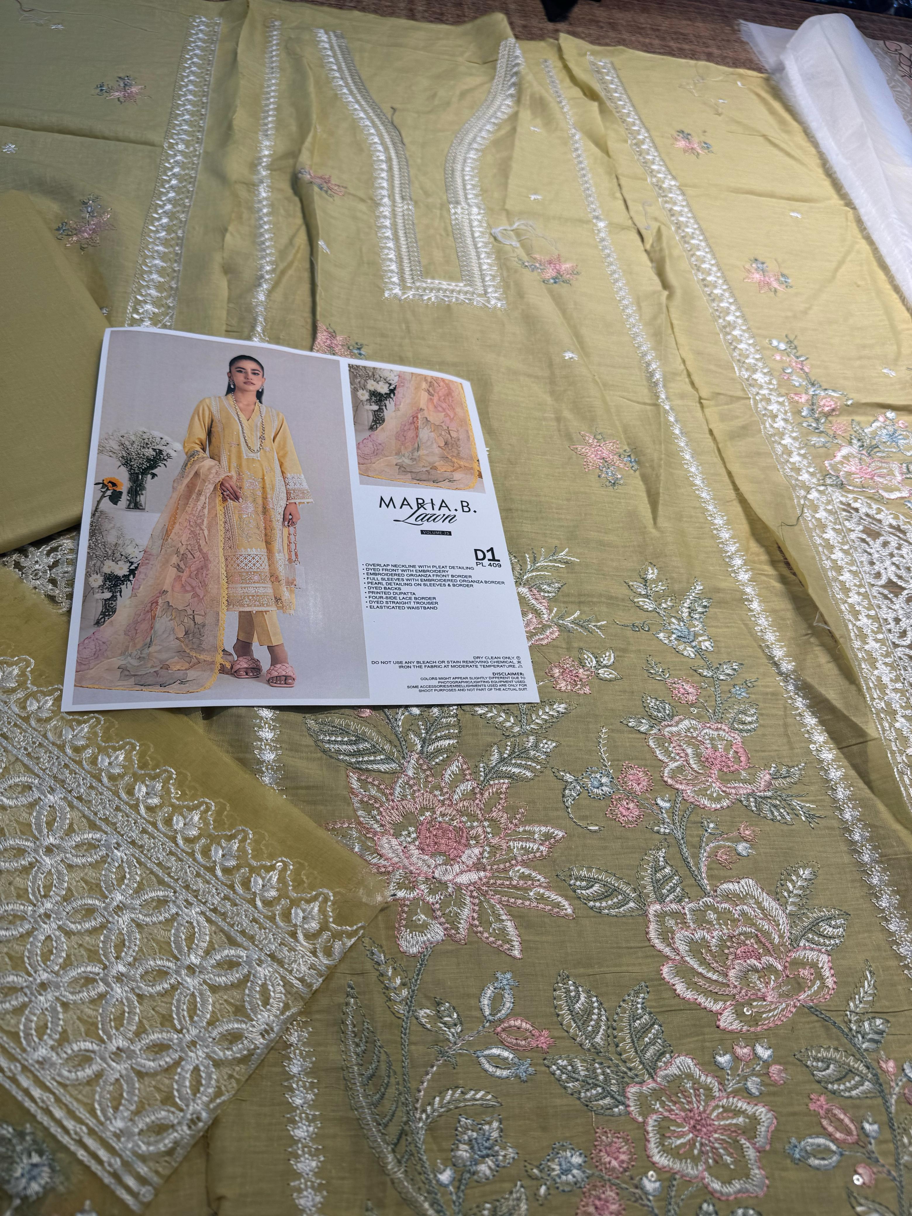 Golden Bloom – Maria B Premium Luxury Lawn 2025 in Radiant Mustard