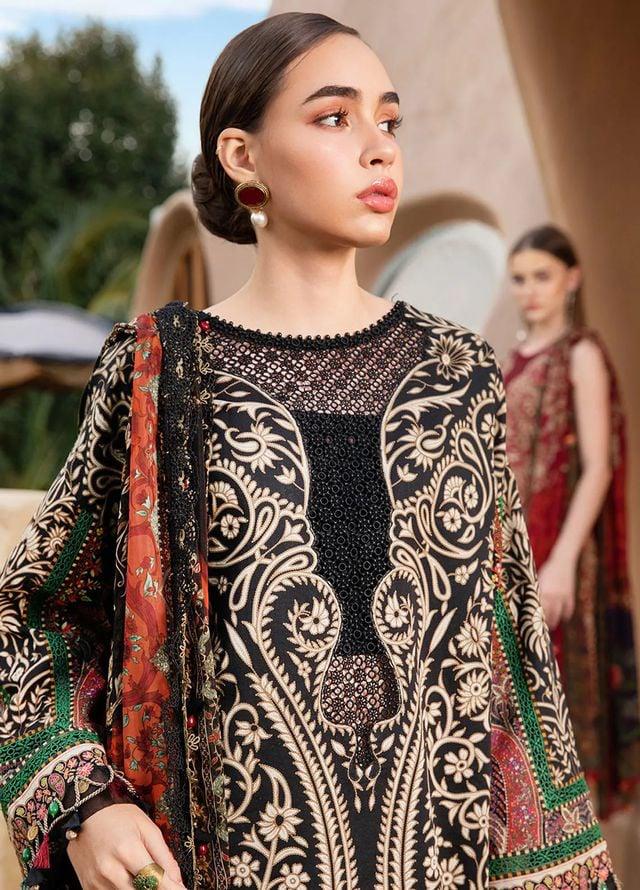 Maria B MPrint Luxury Lawn 2025 – Multi Black Spring Summer Elegance