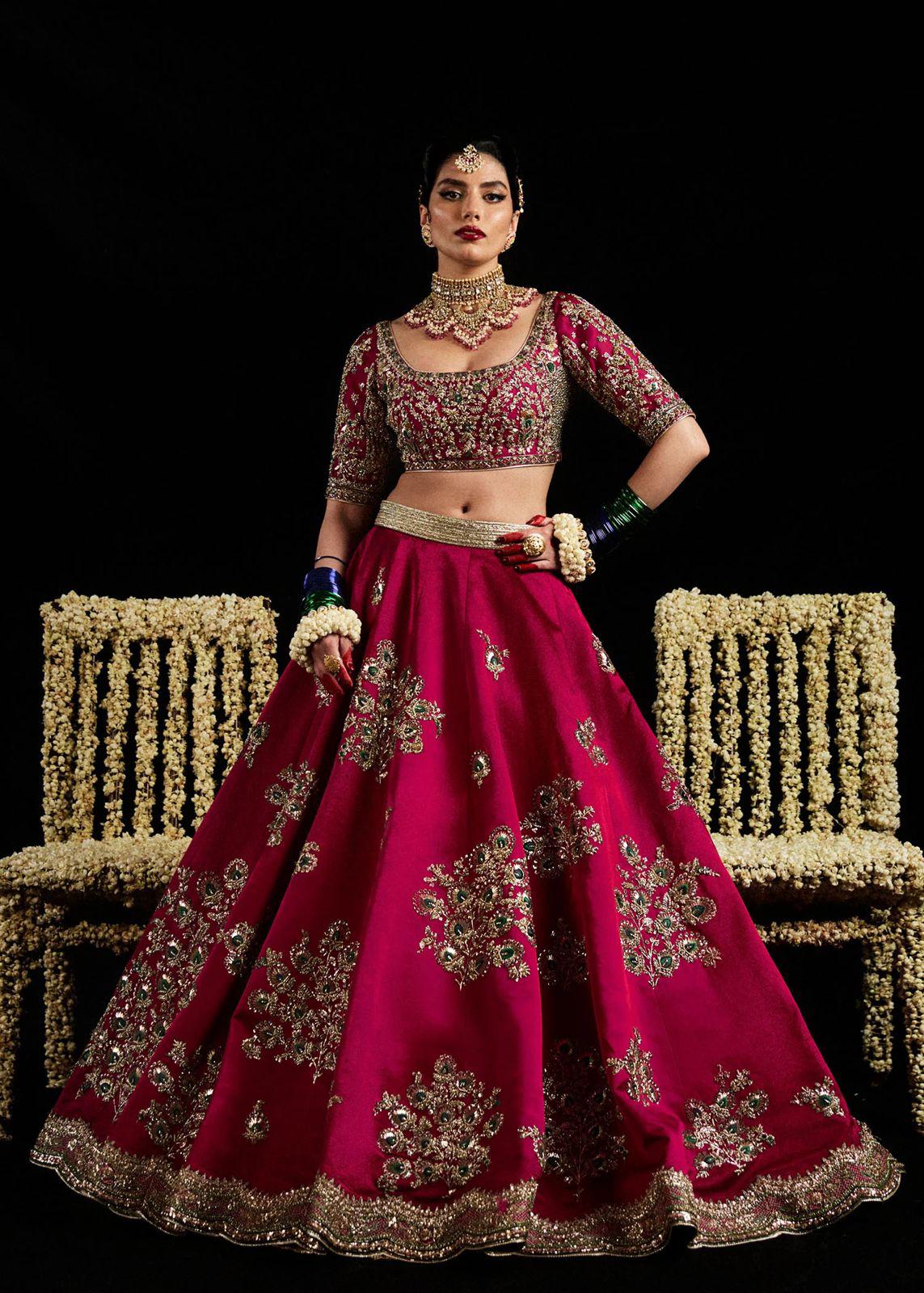 Hussain Rehar Wedding Edition - Luxurious Cherry Red Farshi Gharara