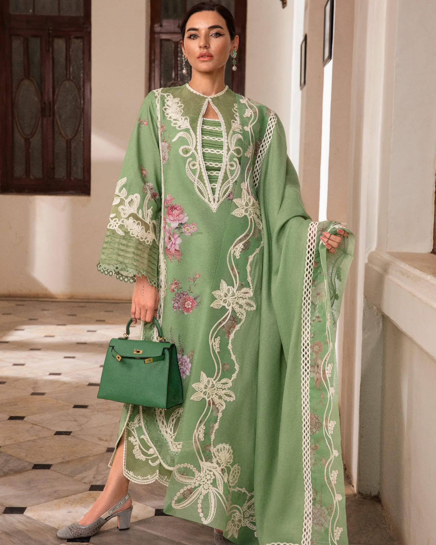 Crimson Winter Collection - Graceful Khaddar Suit in Sage Green