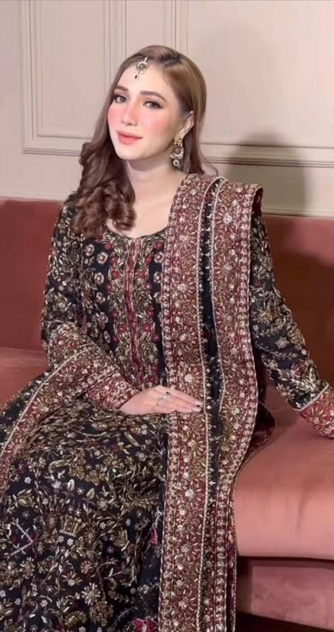 Haris Shakeel Wedding Edition – Exquisite Black Floral Attire