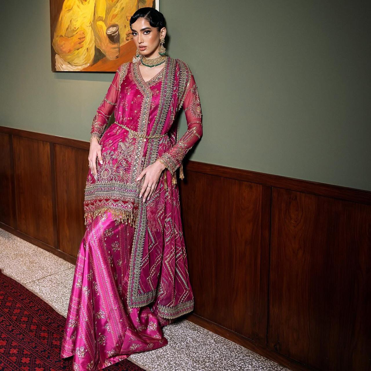 Majestic Magenta Wedding Ensemble by Saira Rizwan