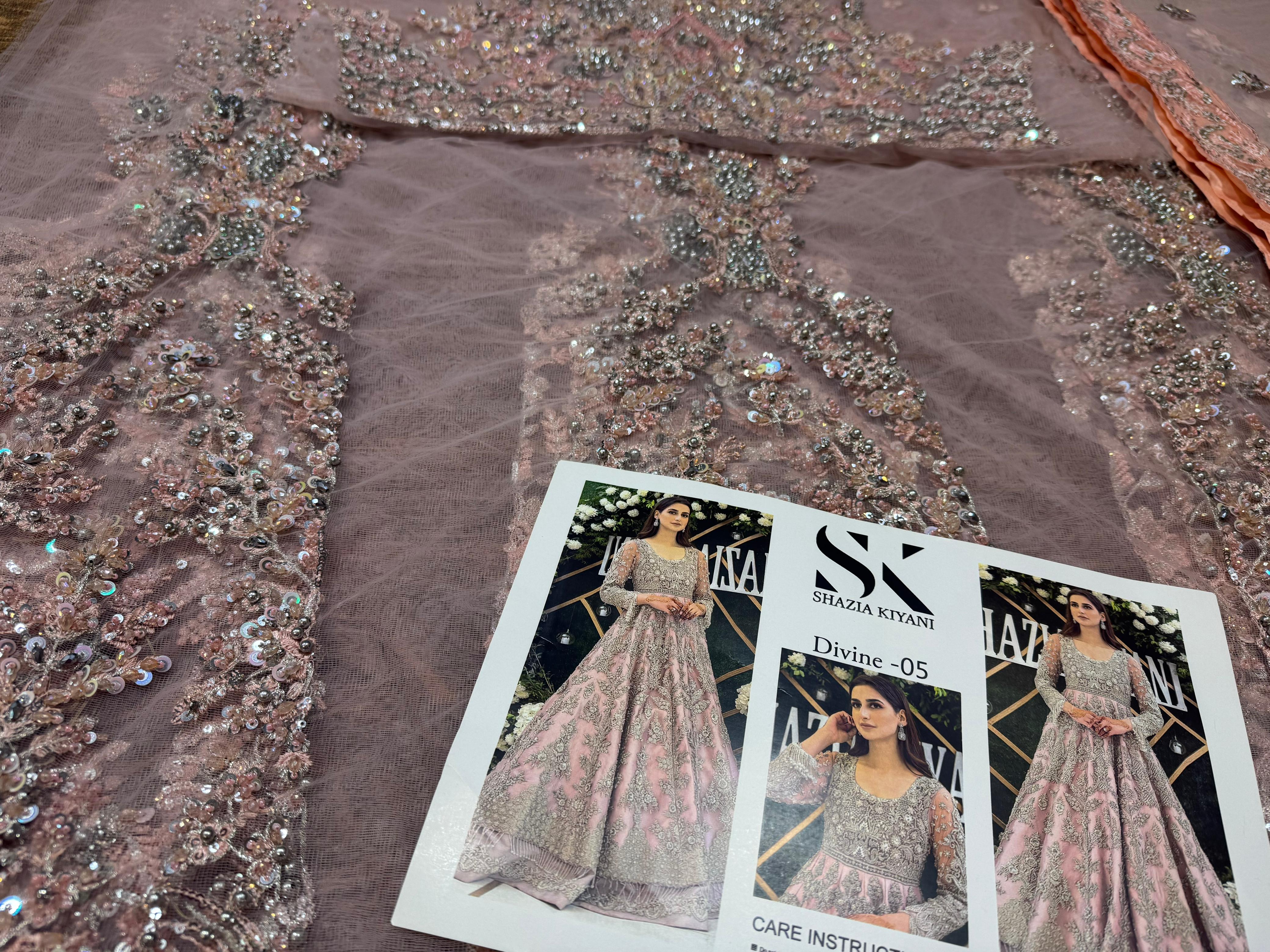 Shazia Kiyani Pale Pink Stokesia Pishwas & Lehenga – Enchanting Bridal Elegance