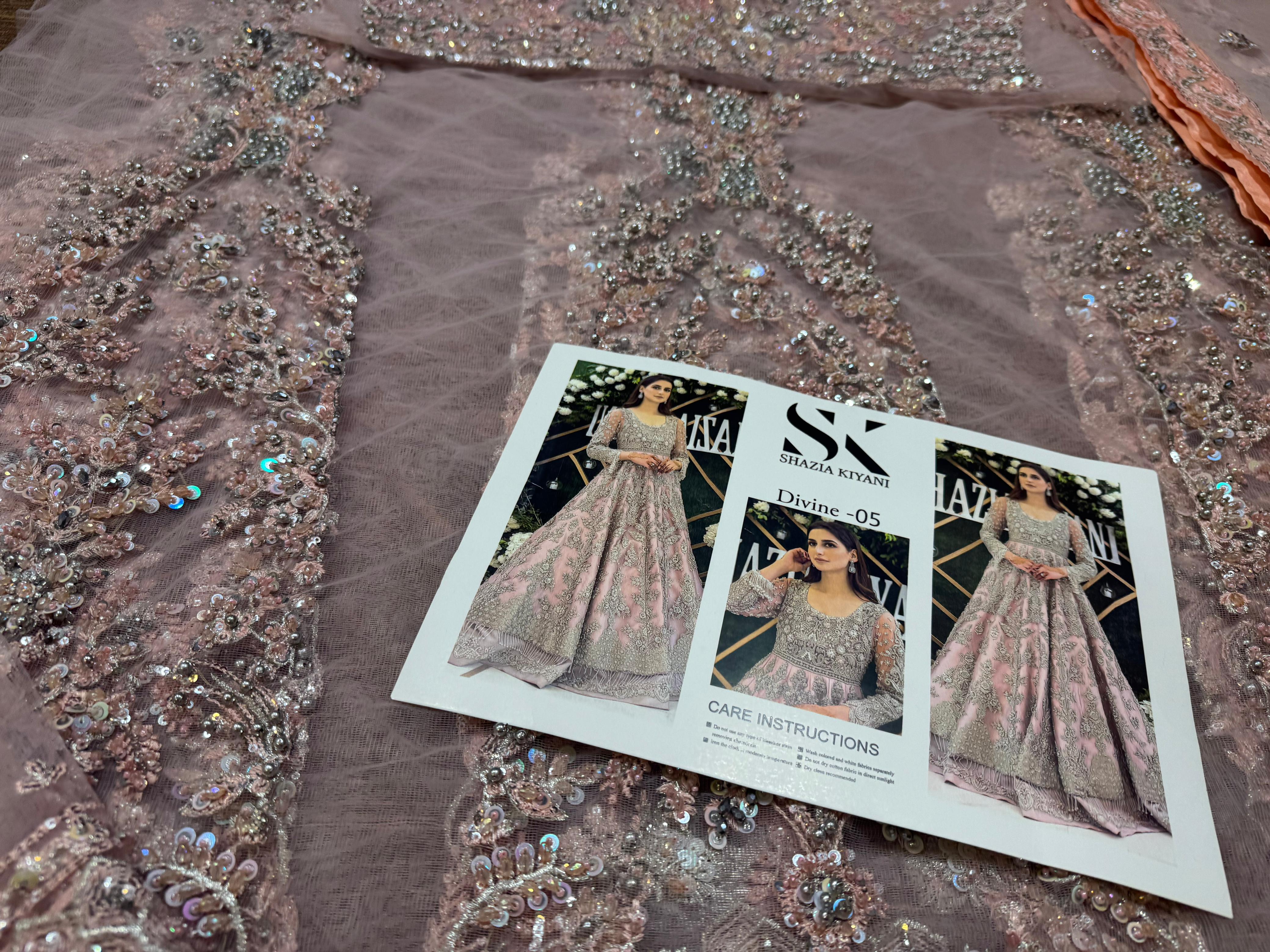 Shazia Kiyani Pale Pink Stokesia Pishwas & Lehenga – Enchanting Bridal Elegance