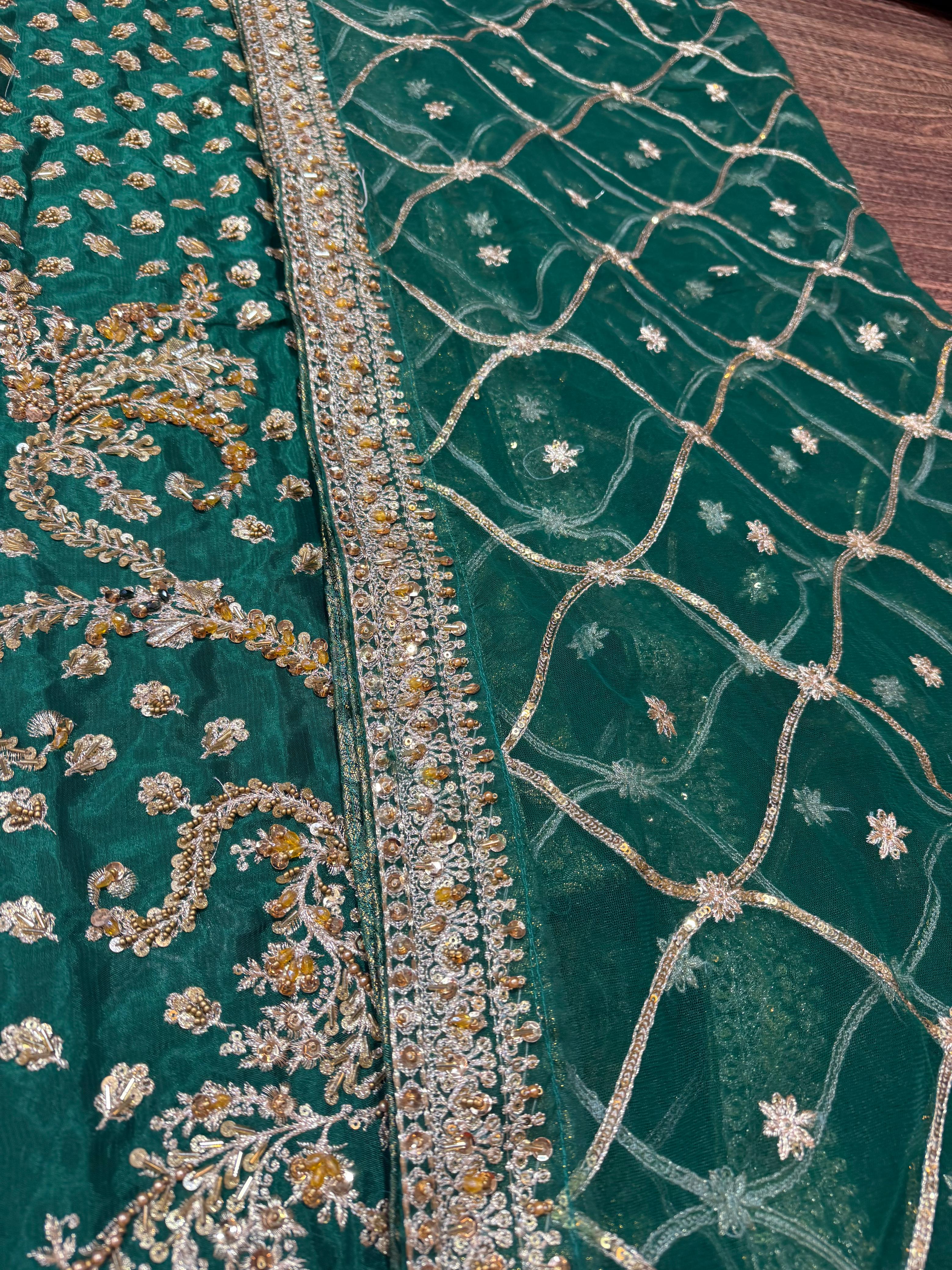 Nadia Ellahi Wedding Edition – Graceful Green Raw Silk Ensemble