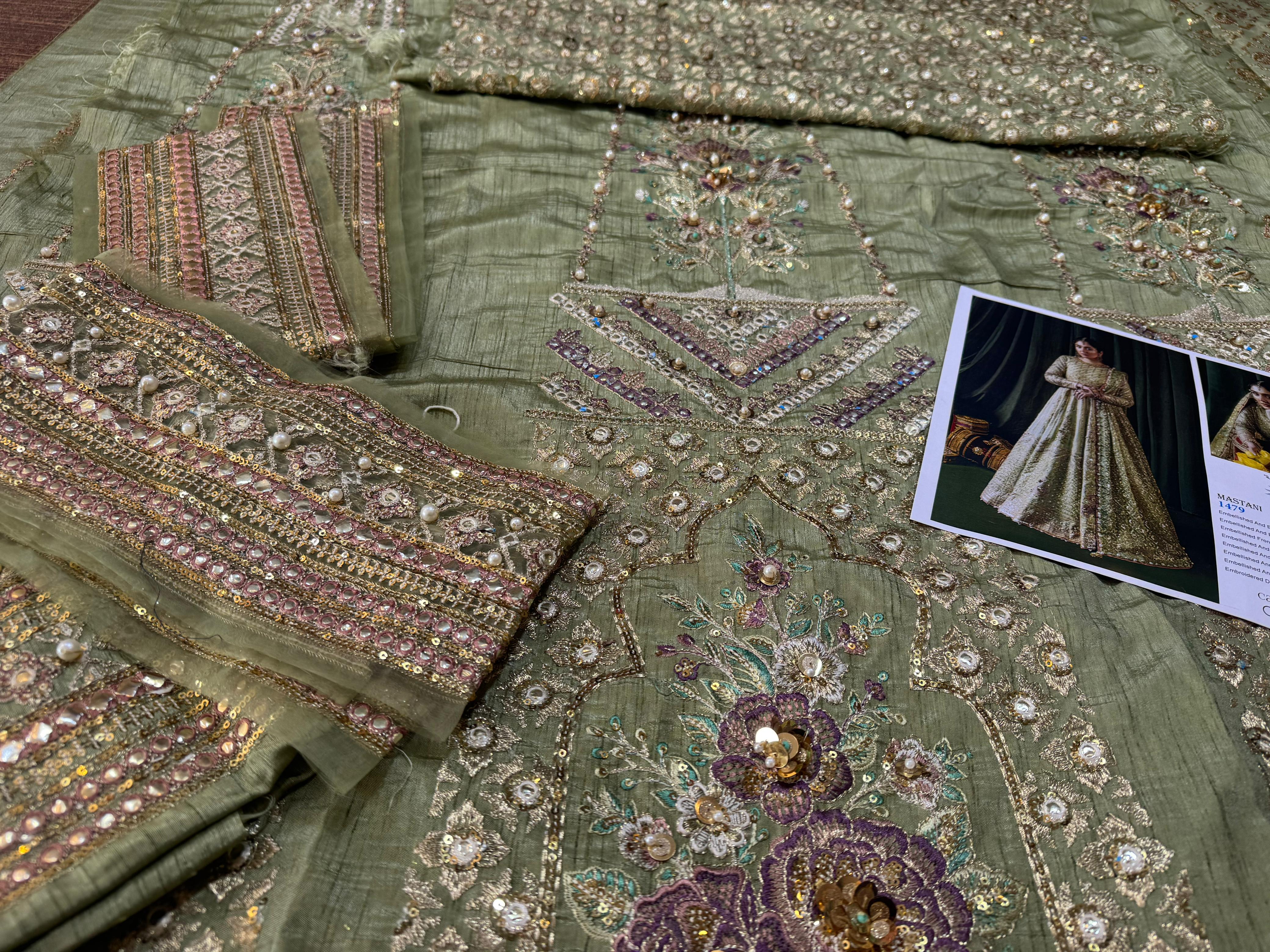 Mohsin Naveed Ranjha Pistachio Green Luxury Silk Ensemble – A Timeless Festive Statement