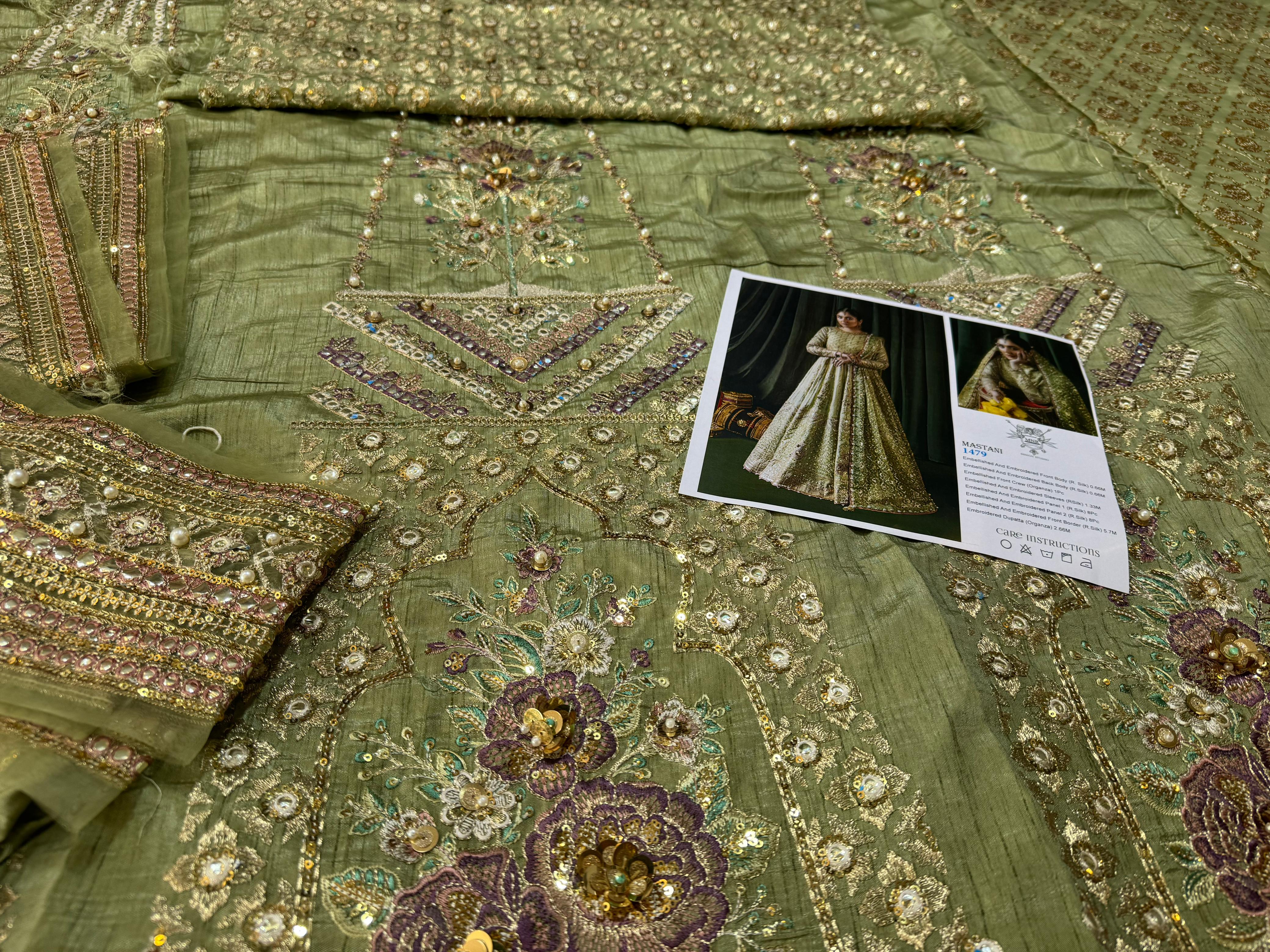 Mohsin Naveed Ranjha Pistachio Green Luxury Silk Ensemble – A Timeless Festive Statement