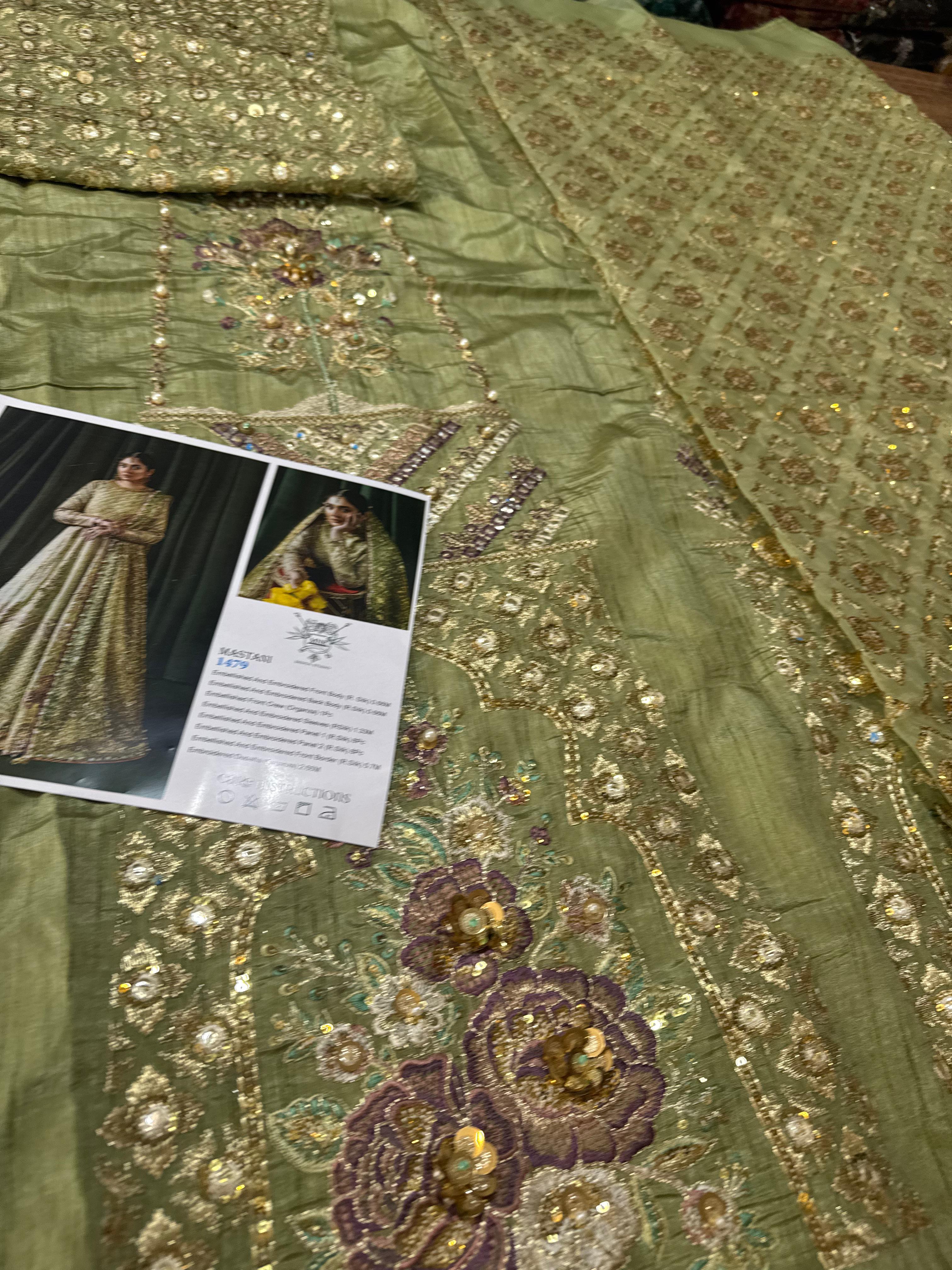 Mohsin Naveed Ranjha Pistachio Green Luxury Silk Ensemble – A Timeless Festive Statement