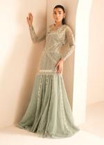 Saira Shakira Pistachio Green Luxury Wedding Formal – Embroidered Net Ensemble