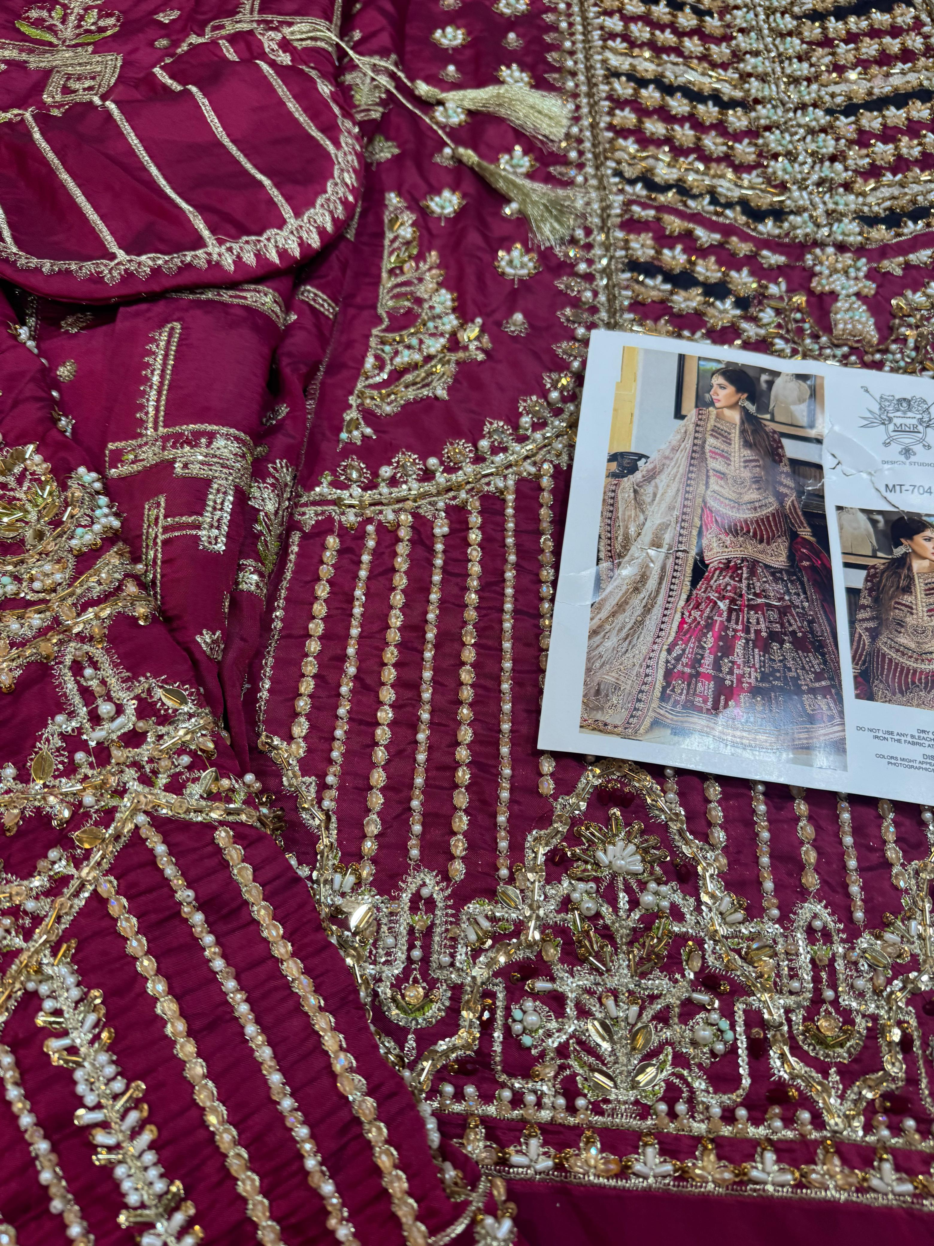 Mohsin Naveed Ranjha Luxury Bridal Gharara – Shocking Red Elegance