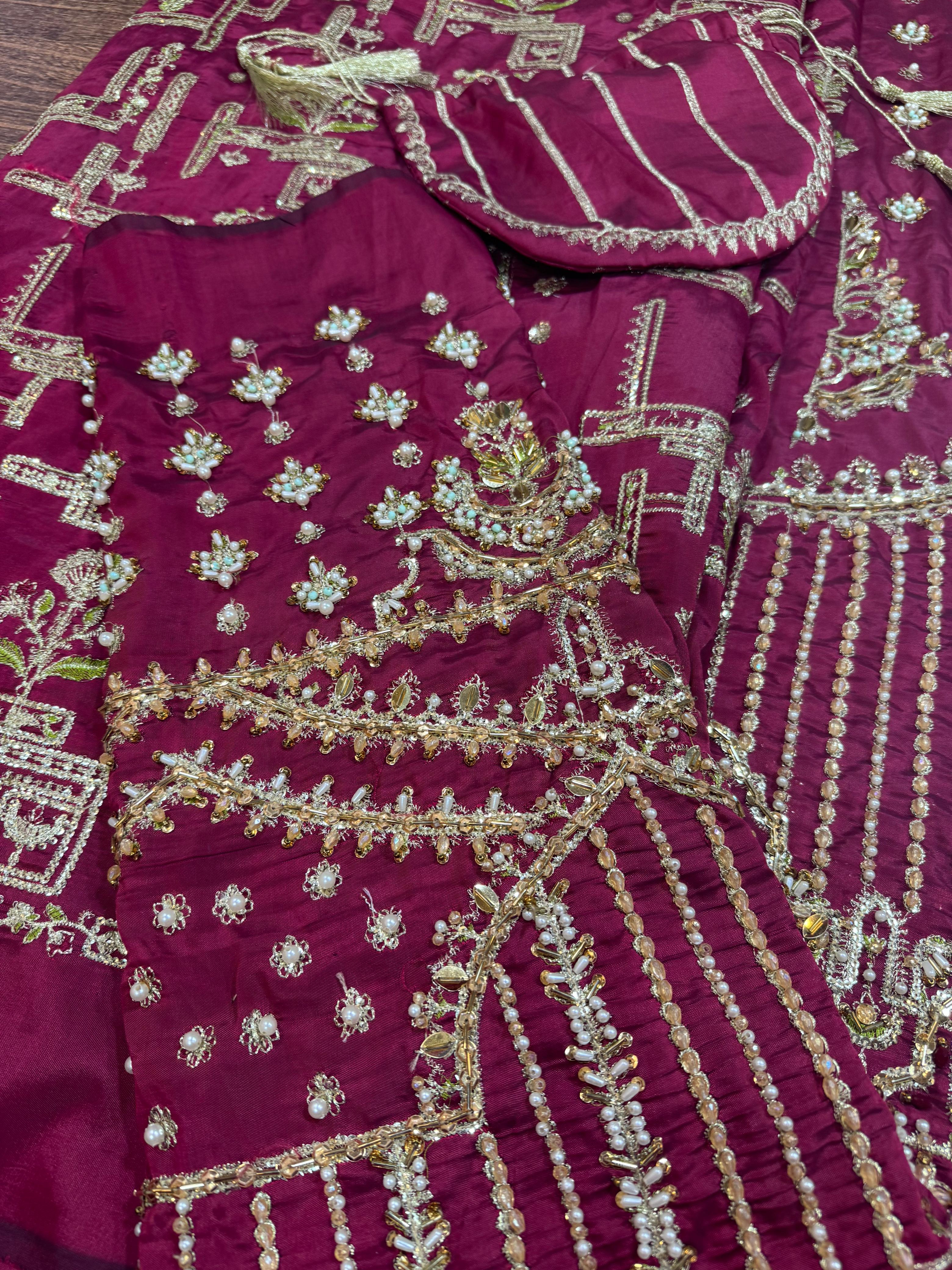 Mohsin Naveed Ranjha Luxury Bridal Gharara – Shocking Red Elegance