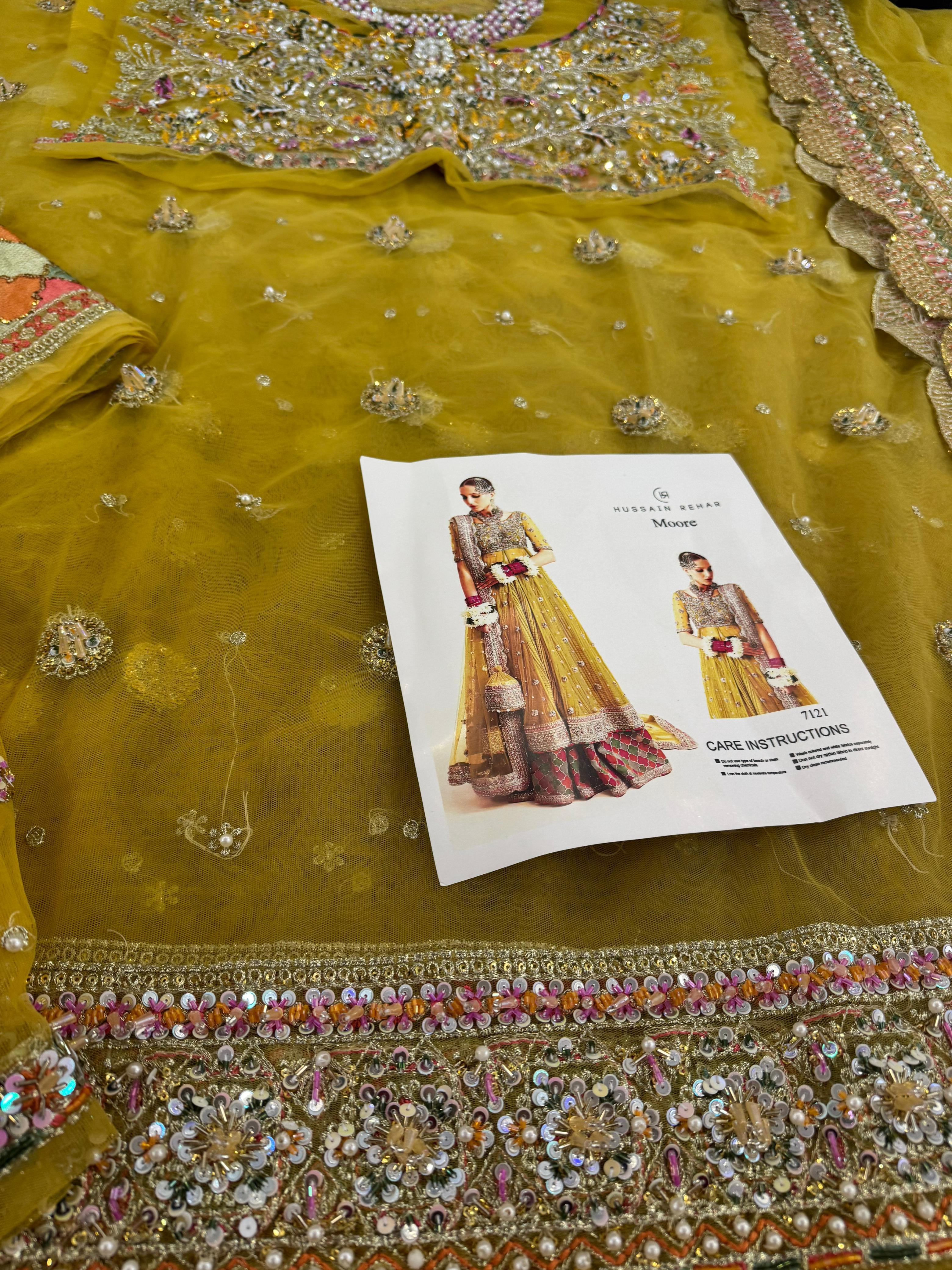 Hussain Rehar Lime Yellow Bridal Pishwas – Luxury Wedding Edition