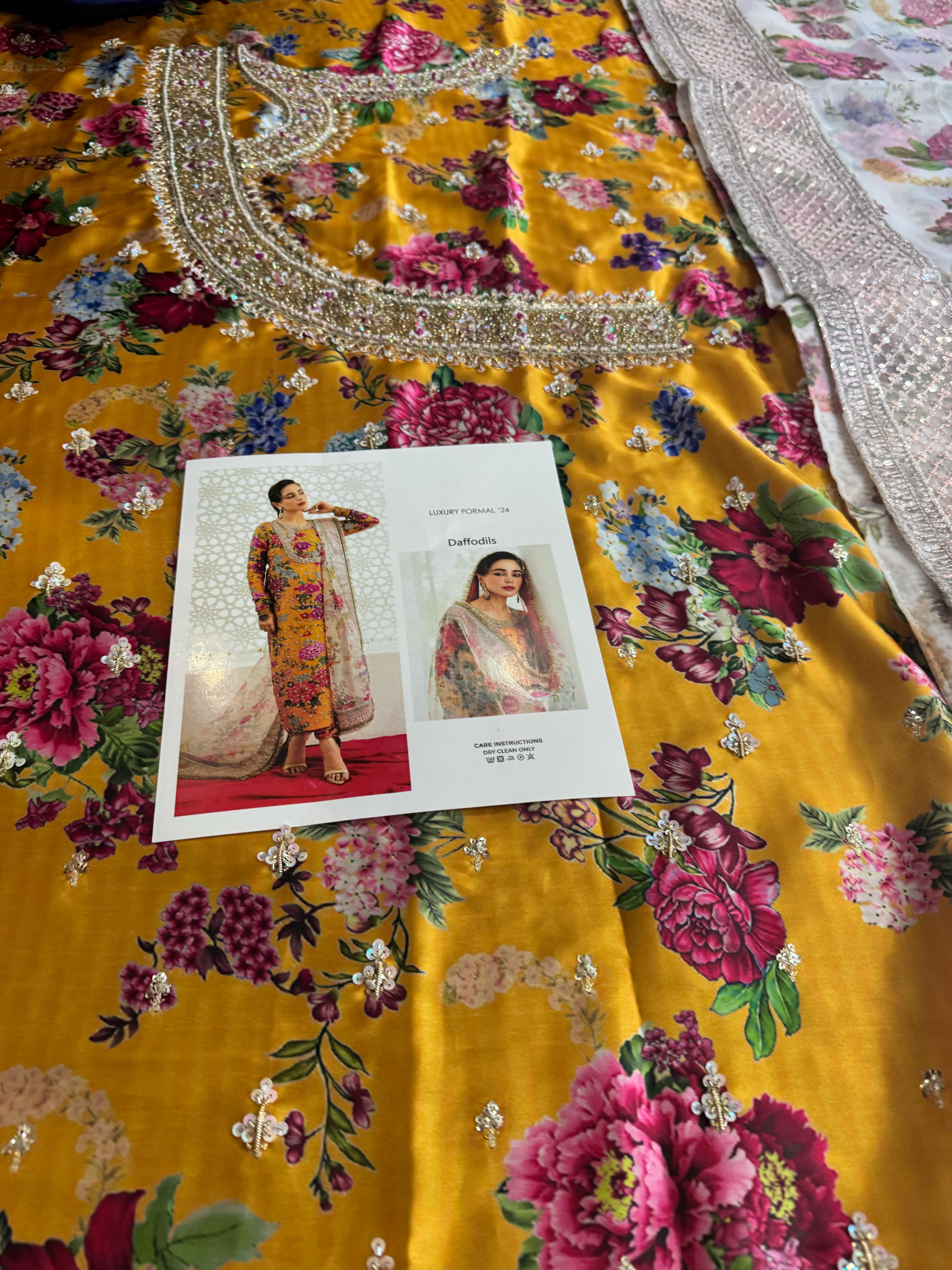 Hussain Rehar Most Awaited Wedding Edition – Floral Mustard Party Wear