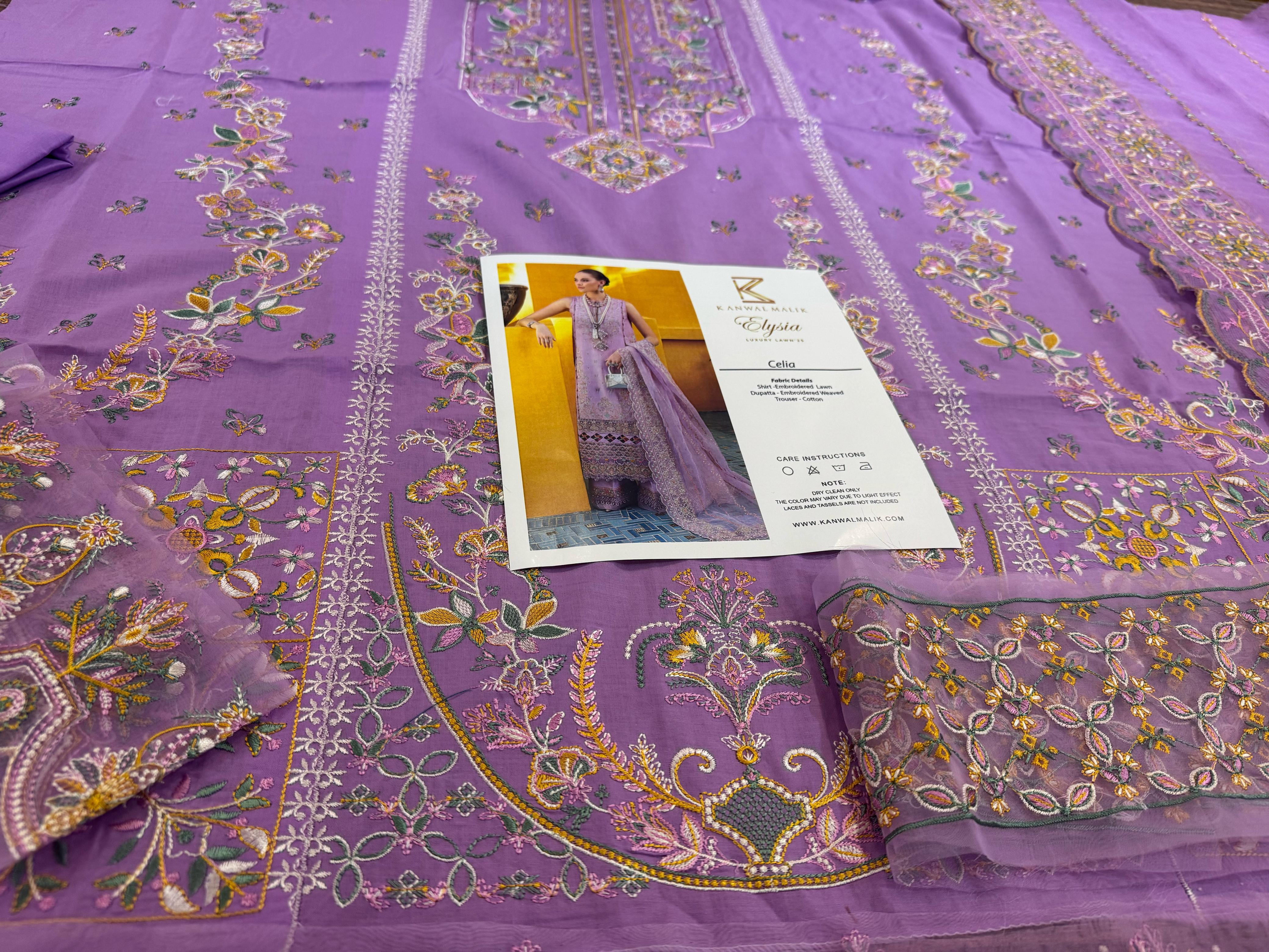 Kanwal Malik Luxury Lawn – Lilac Elegance Embroidered Unstitched Suit