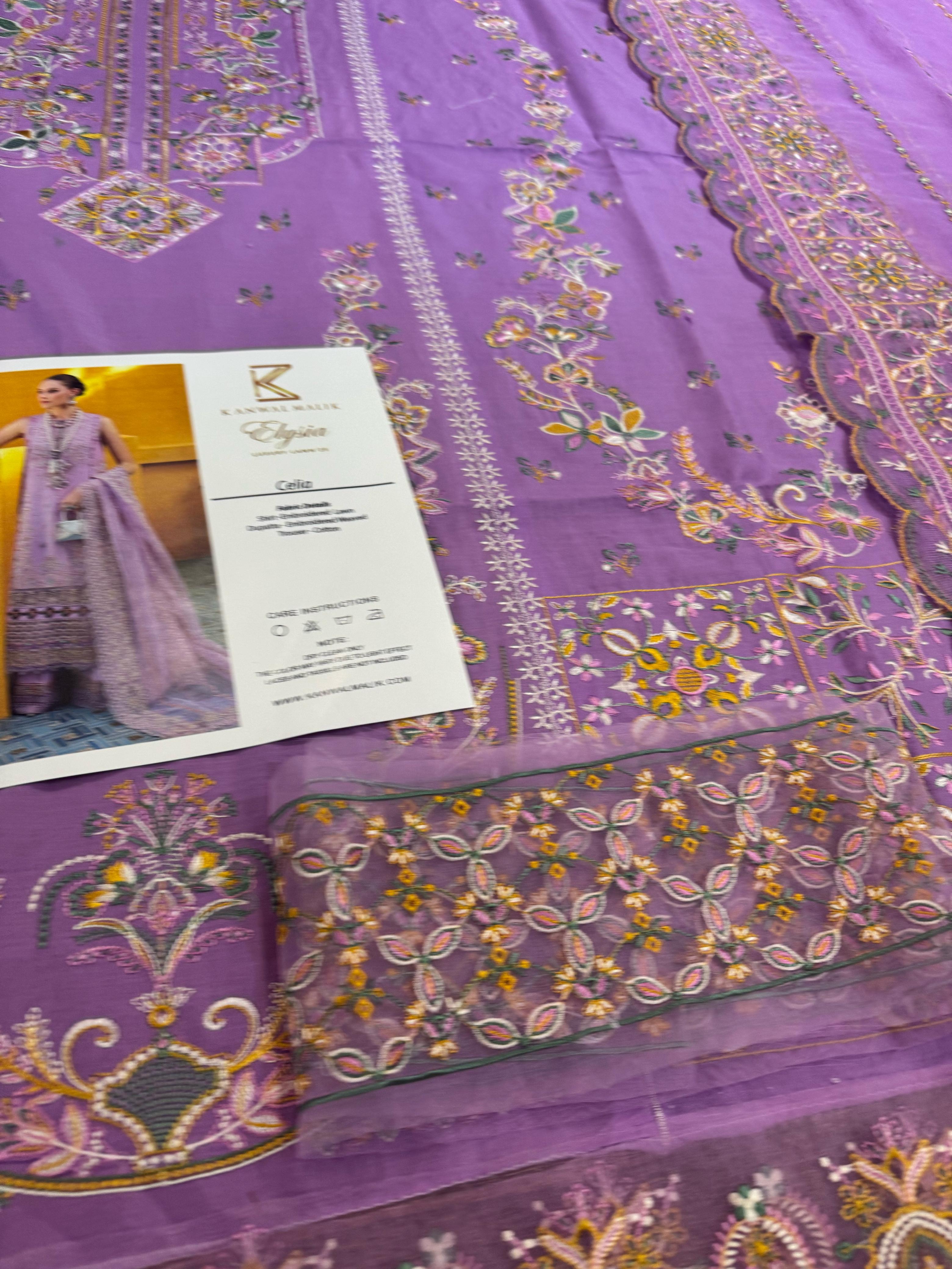 Kanwal Malik Luxury Lawn – Lilac Elegance Embroidered Unstitched Suit