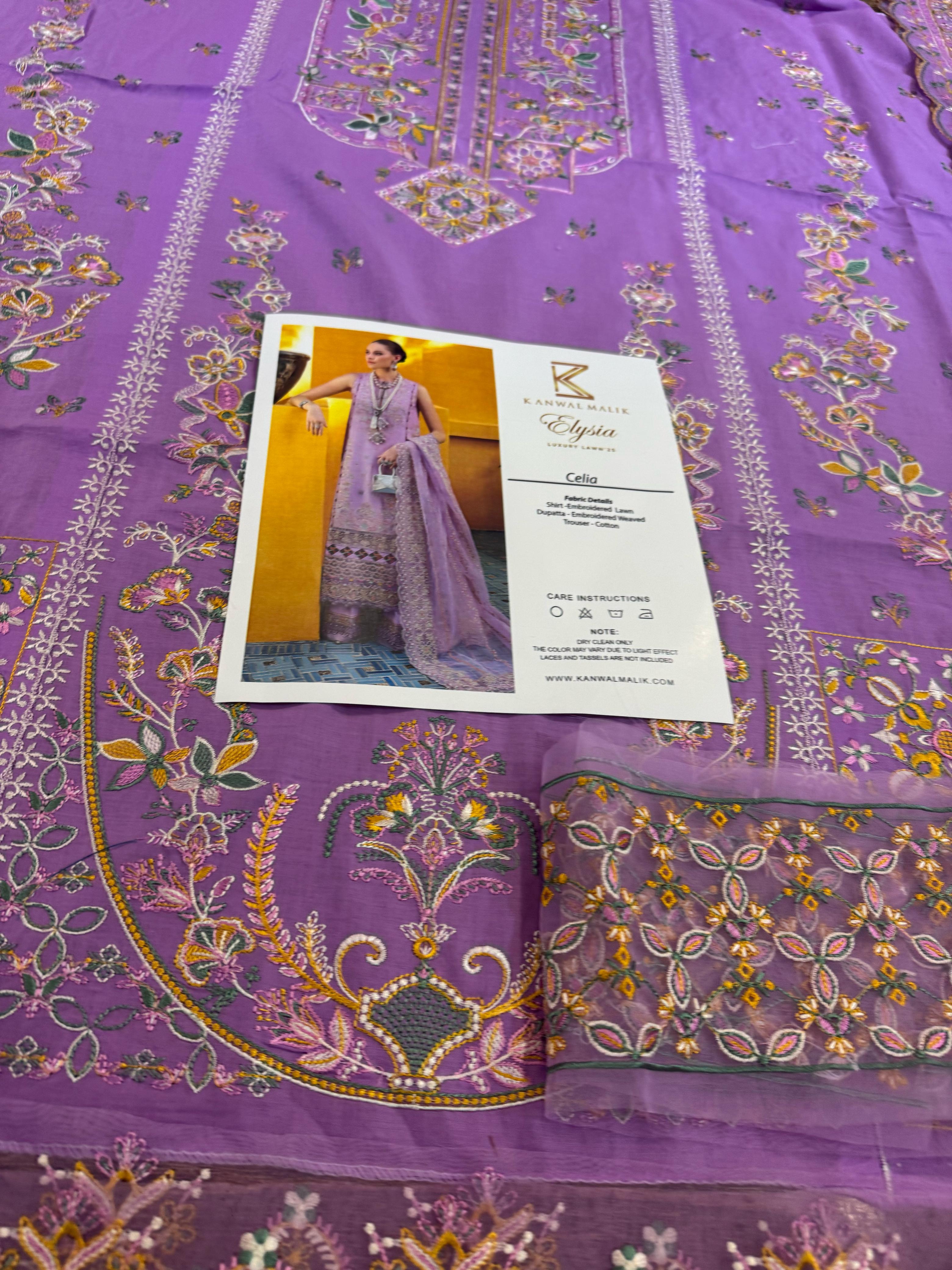 Kanwal Malik Luxury Lawn – Lilac Elegance Embroidered Unstitched Suit