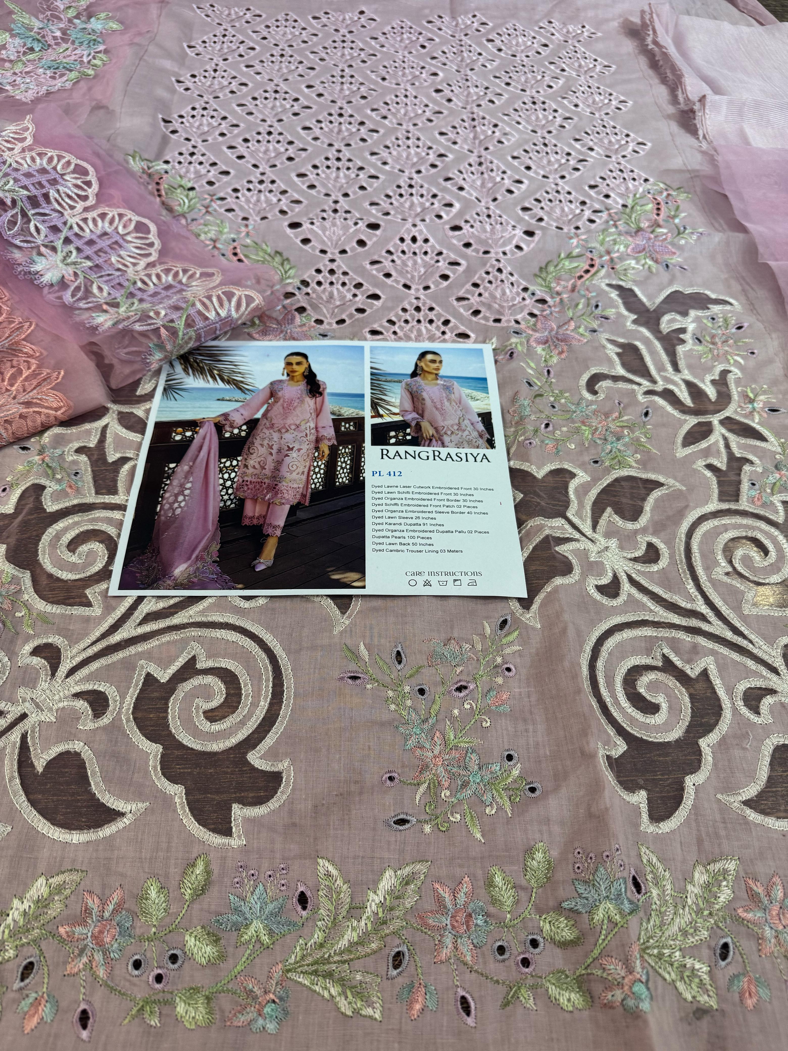 Rang Rasiya Premium Luxury Lawn 2025 – Blush Pink Embroidered Elegance